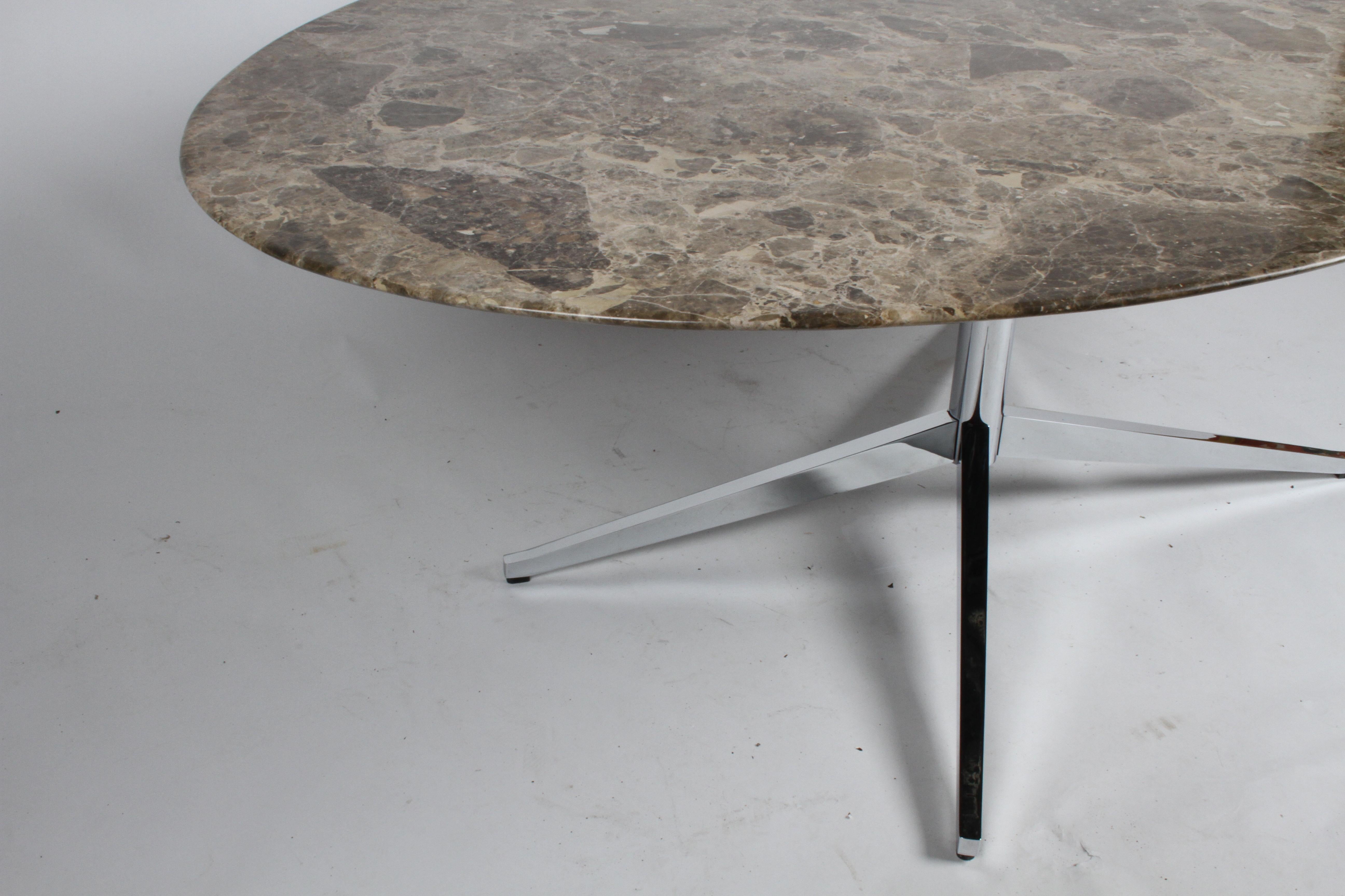 Florence Knoll Oval Emperador Marble Top Dining Table, Conference Table or Desk 3
