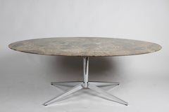 Florence Knoll Oval Emperador Marble Top Dining Table, Conference Table or Desk