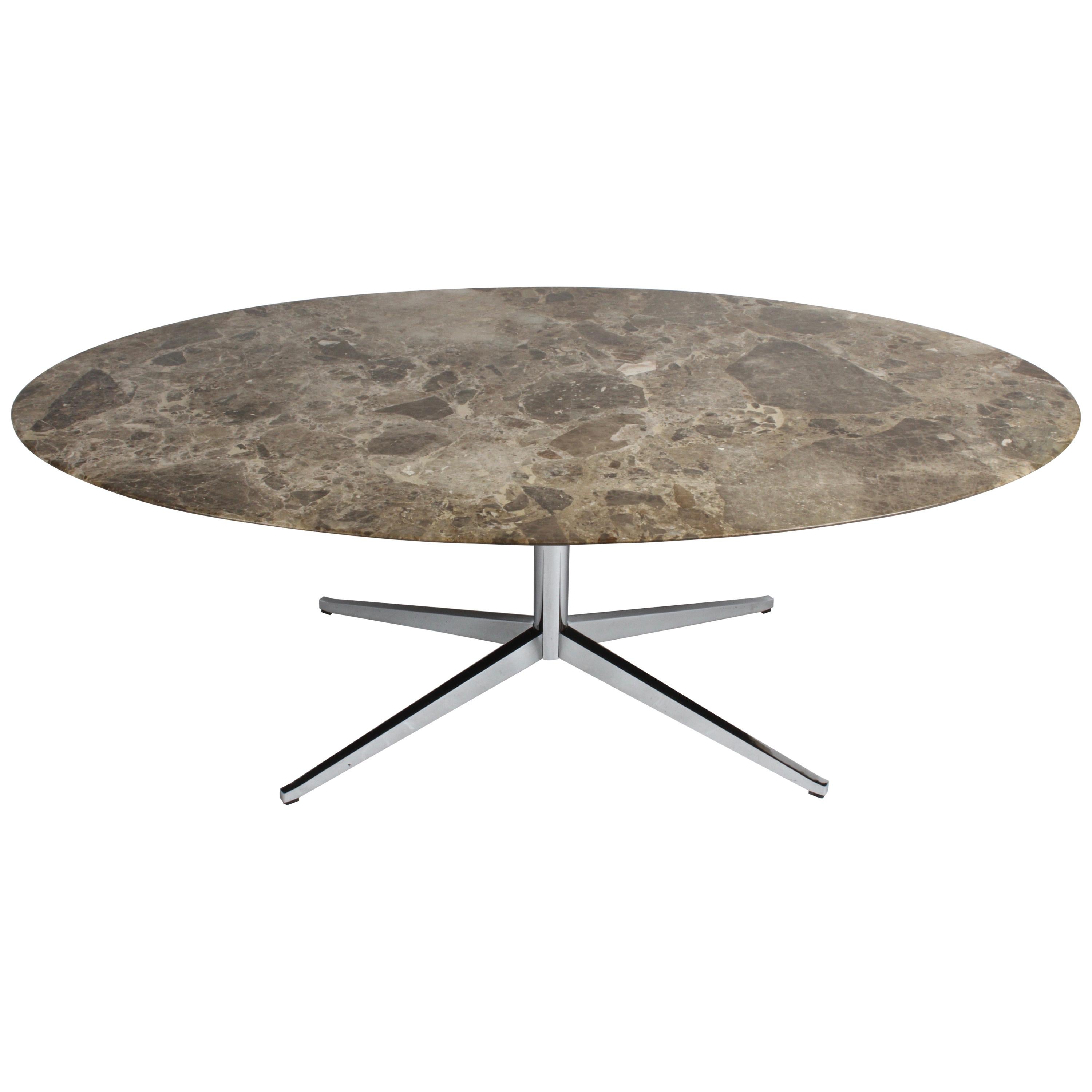 Florence Knoll Oval Emperador Marble Top Dining Table, Conference Table or  Desk at 1stDibs