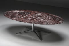 Florence Knoll Oval Burgundy Marble Dining Table, 1960s