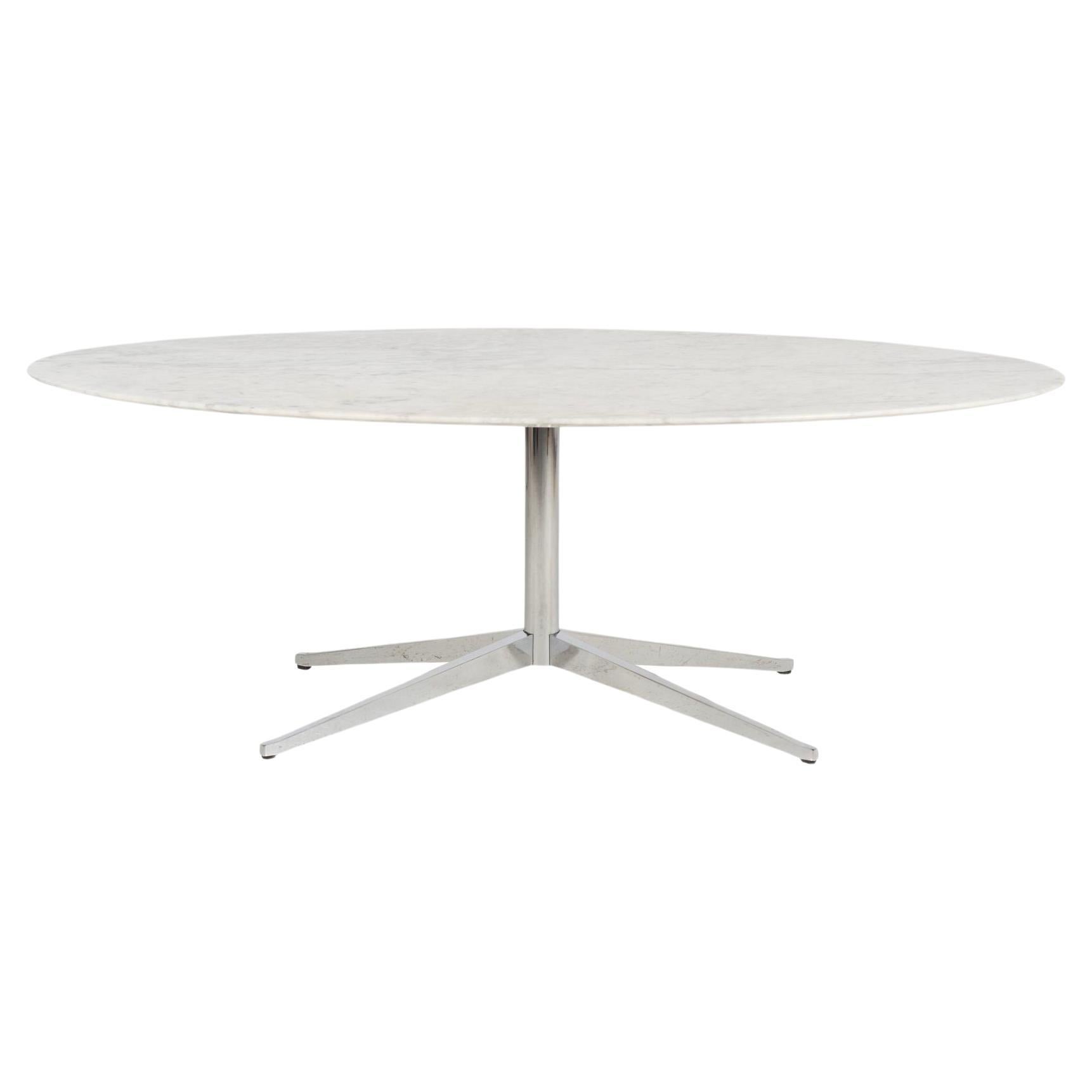 Florence Knoll Oval Dining Table with 3/4"Italian Carrara Marble Top For Sale