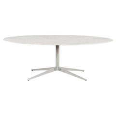 Vintage Florence Knoll Oval Dining Table with 3/4"Italian Carrara Marble Top