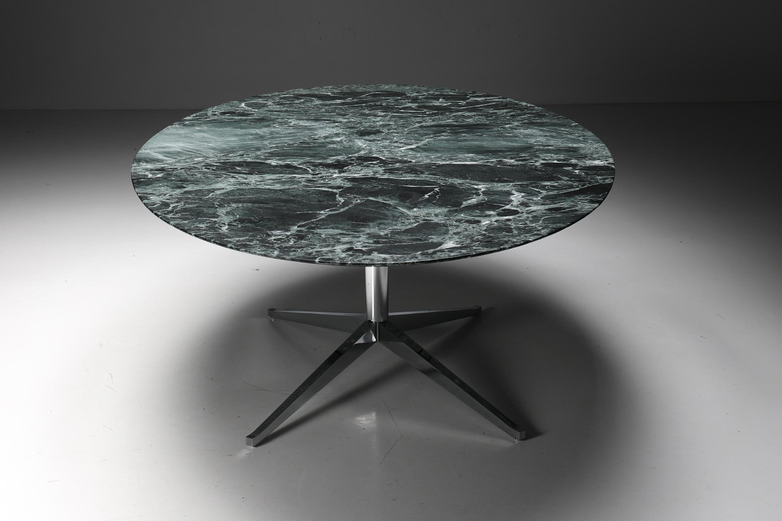 Mid-20th Century Florence Knoll Oval Green Marble Dining Table, 1960s For Sale
