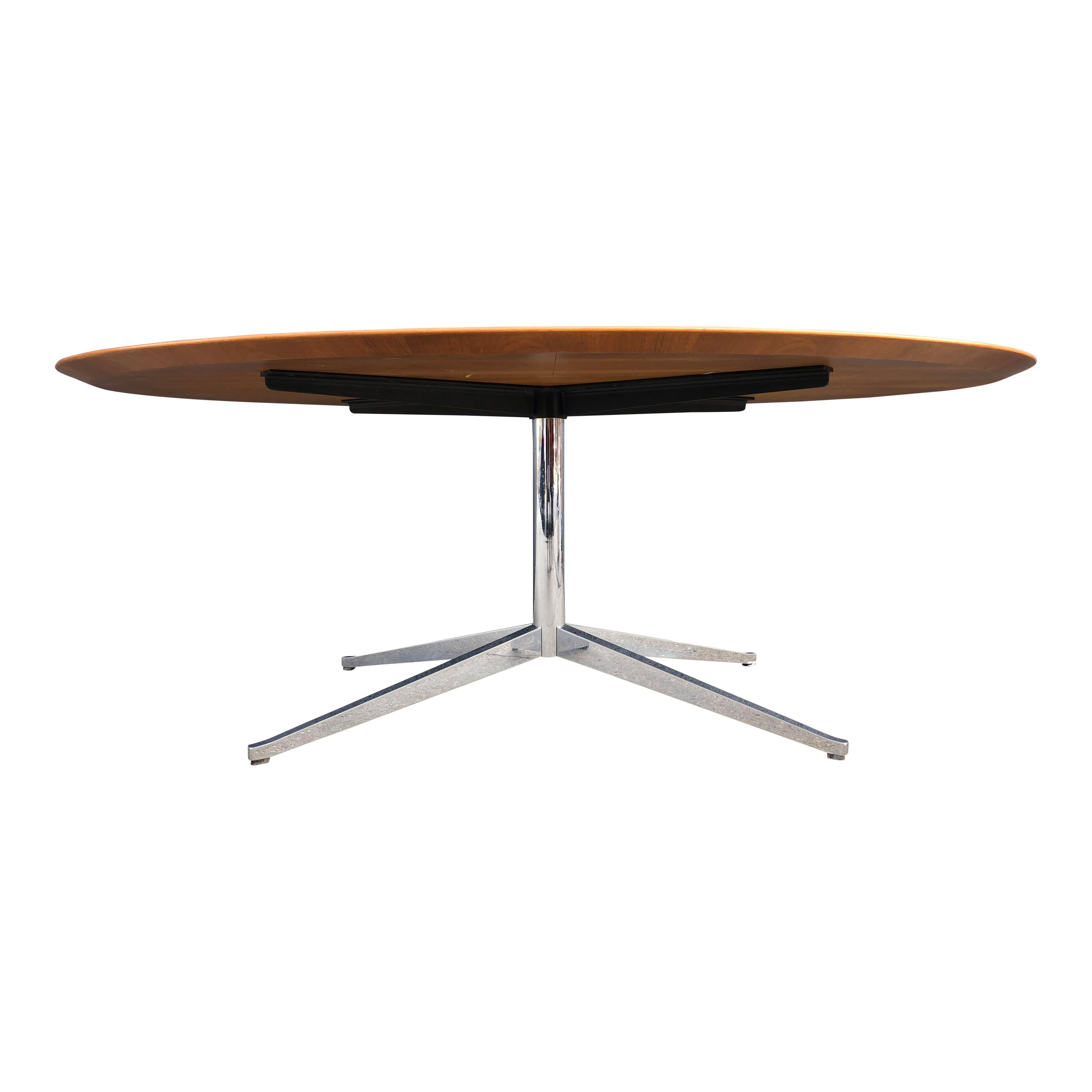 American Florence Knoll Oval Table Desk in Walnut