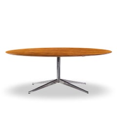 Florence Knoll Oval Top Rosewood and Chrome Dining Table