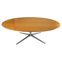 Florence Knoll Oval Walnut Dining Table or Desk with 4 Star Base Chrome Legs