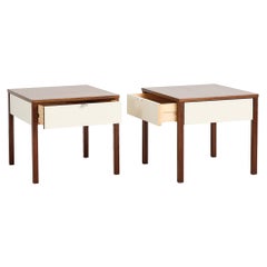 Florence Knoll Pair of Mahogany Nightstands, White Lacquered Drawers, 1966