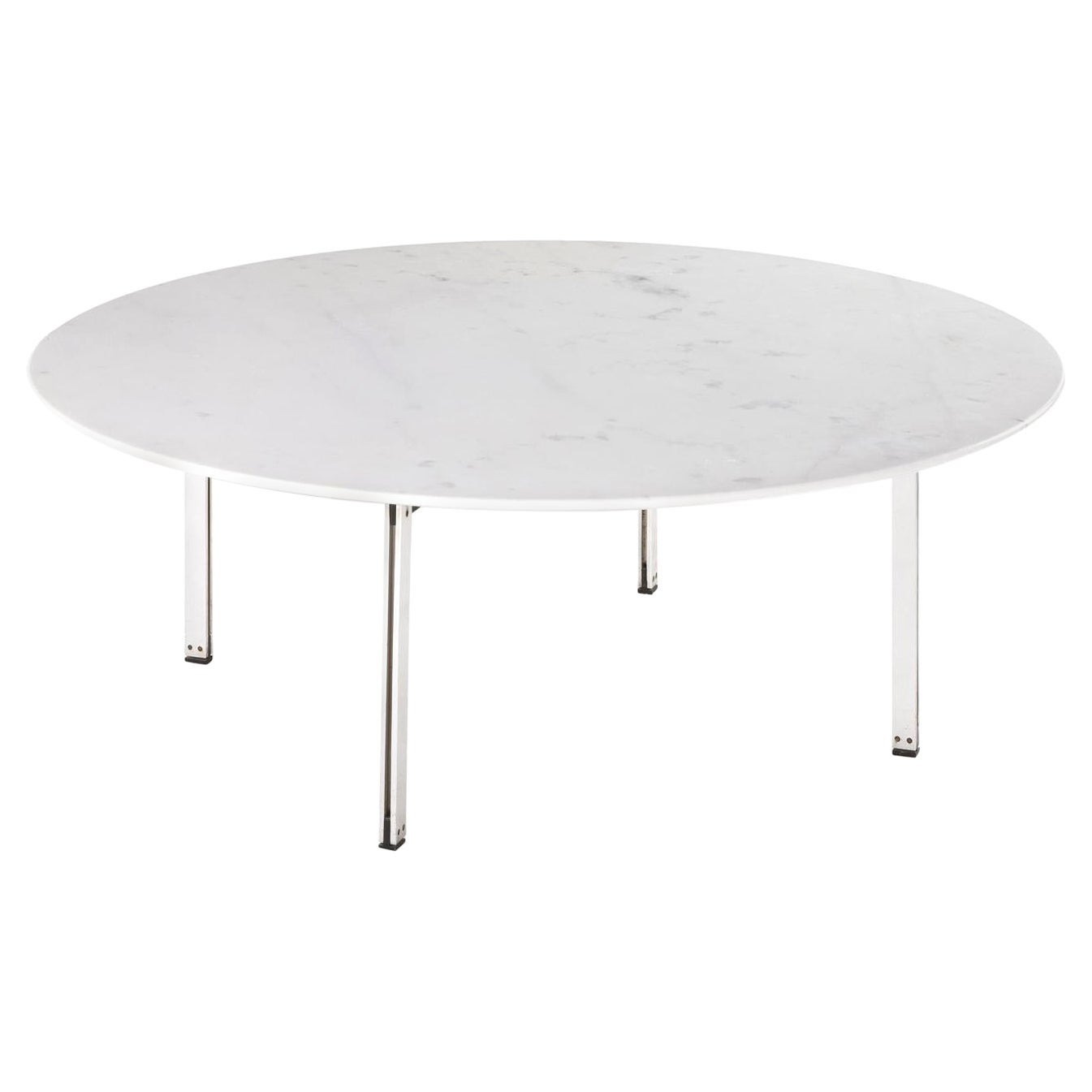 Florence Knoll Parallel Bar Round Table in Marble and Steel by Knoll 1950s
