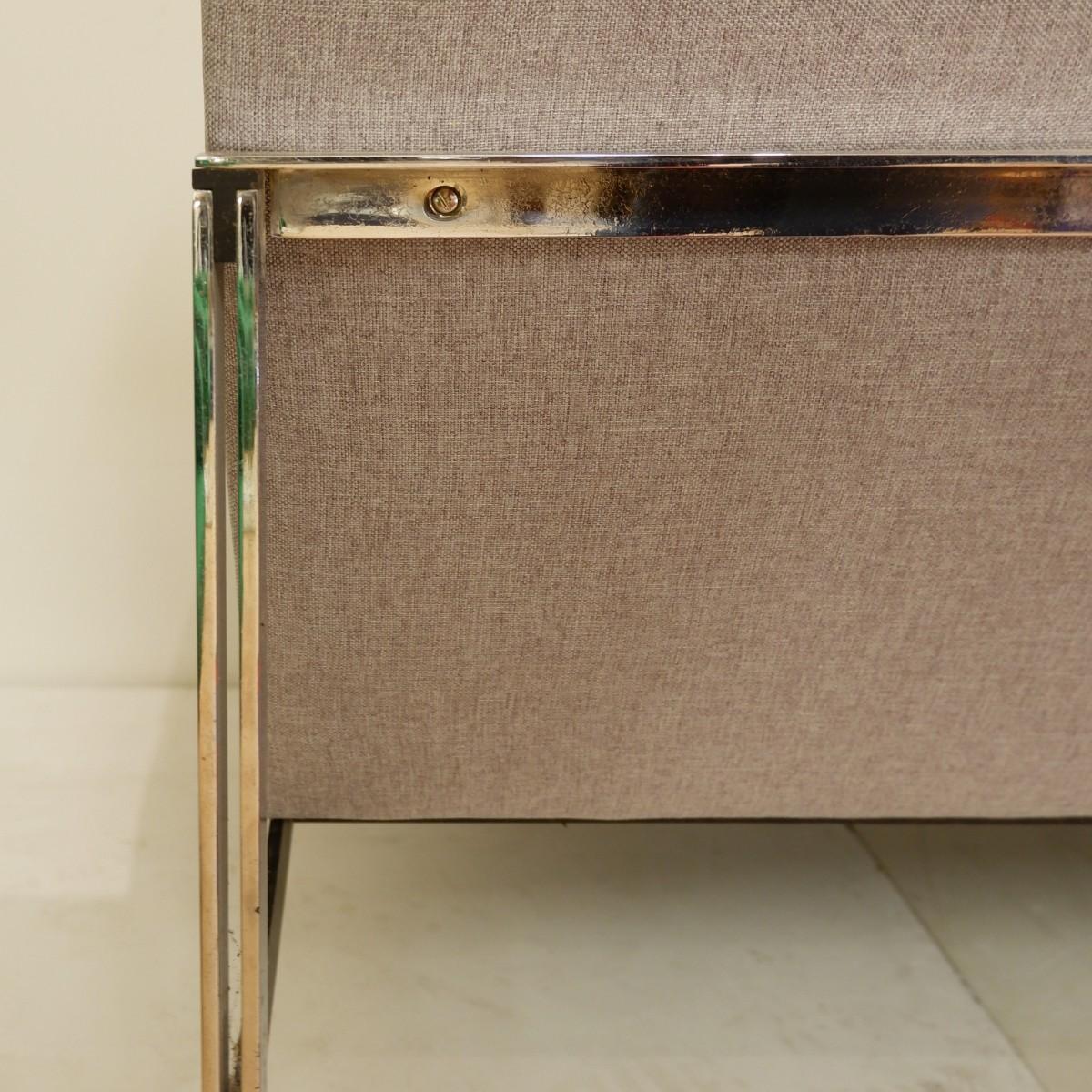 Chrome Florence Knoll Parallel Bar System Settee, 1970s, New Upholstery