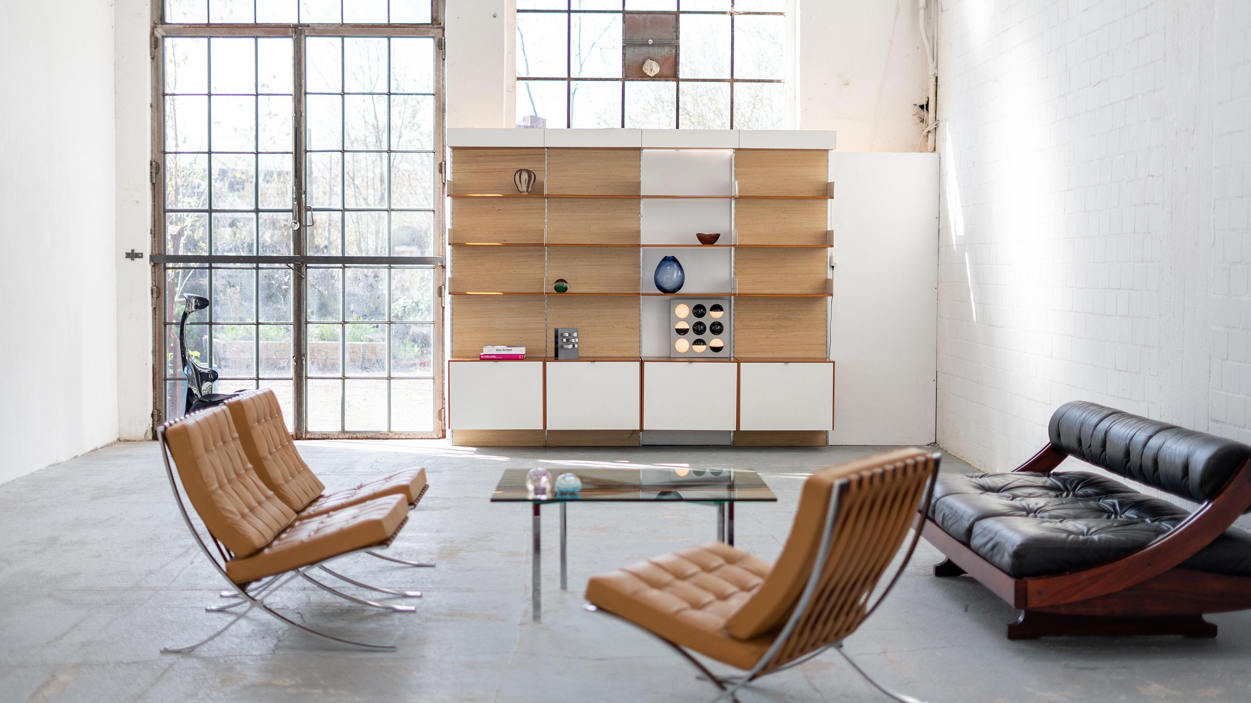 Mid-Century Modern Florence Knoll, Rare Wall Unit, Teak & Seagrass, 1952 for Knoll International