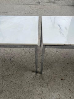 Florence Knoll Rectangular Coffee Table, Marble & Chrome