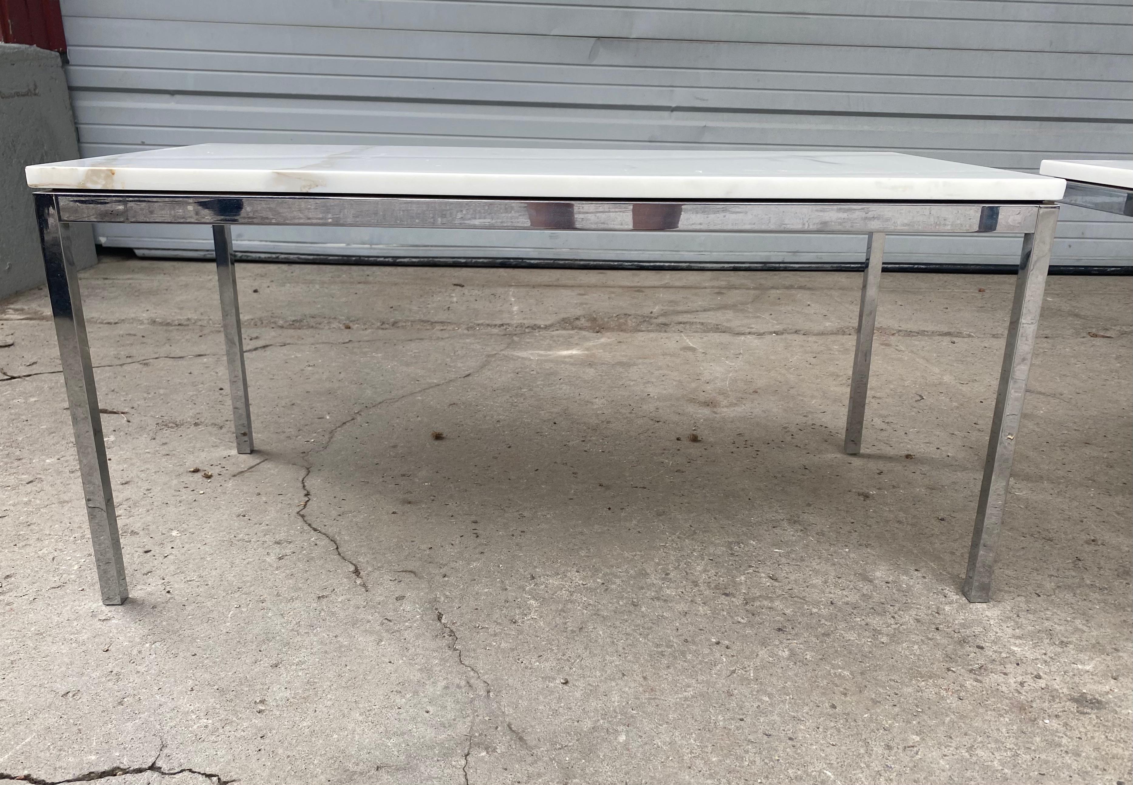 Late 20th Century Florence Knoll Rectangular Coffee Table, Marble & Chrome
