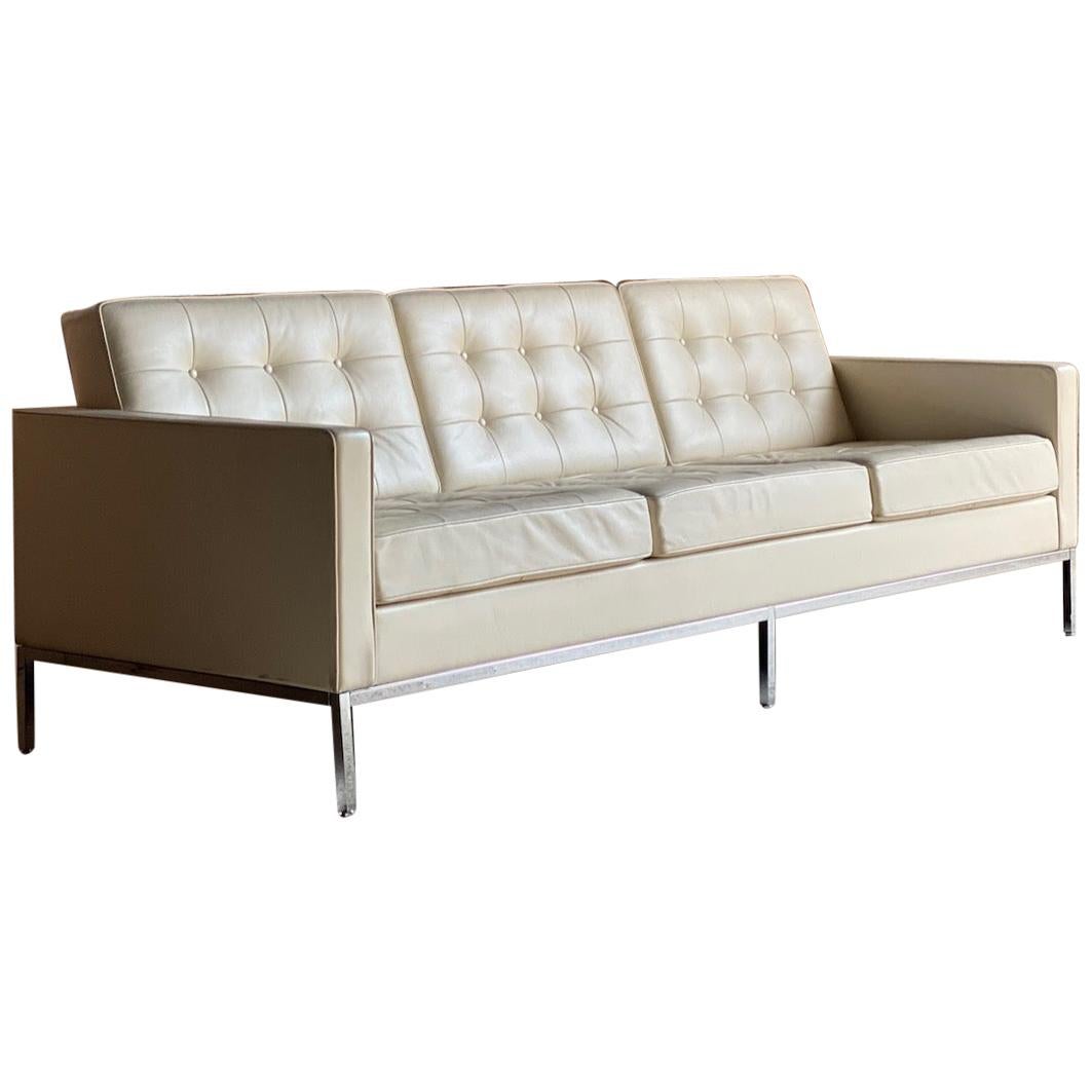 Florence Knoll Relax Leather Three-Seat Sofa by Knoll Studio