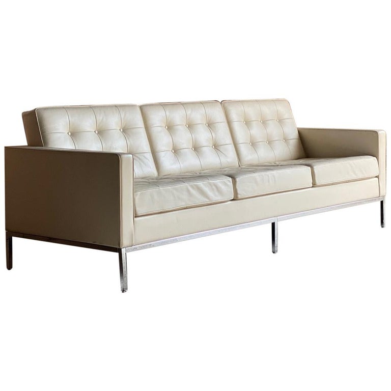Florence Knoll Relax Leather ThreeSeat Sofa by Knoll Studio at 1stDibs