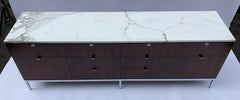 Florence Knoll Rosewood 10 Drawer Cabinet or Credenza with Carrara Marble Top