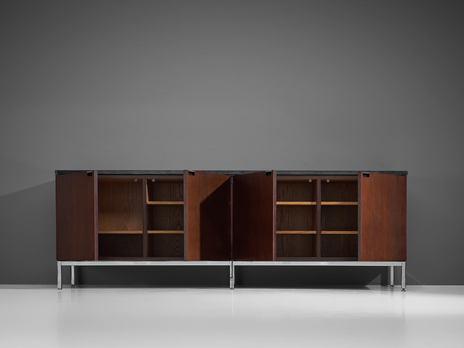 Mid-Century Modern Florence Knoll Rosewood and Black Stone Sideboard