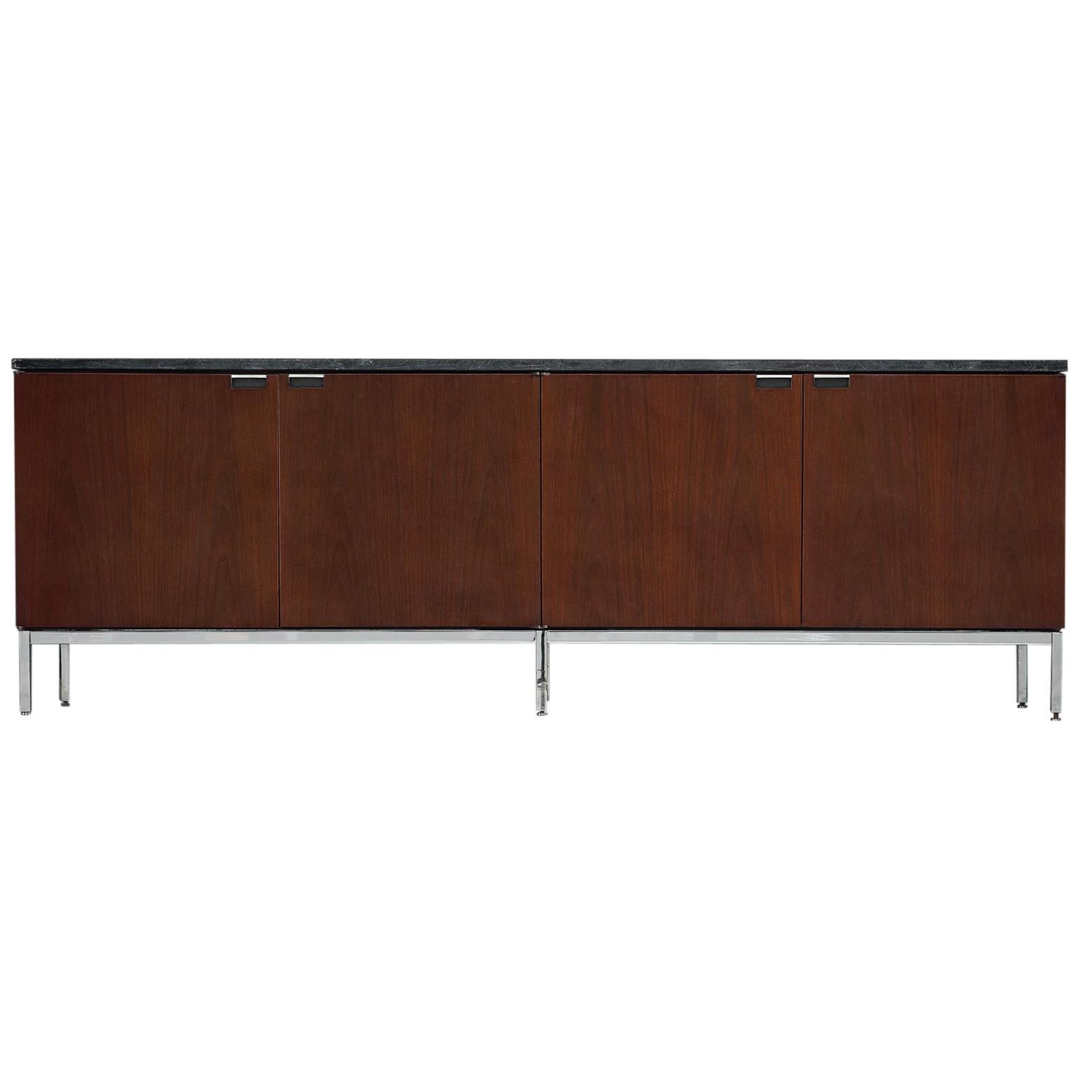 Florence Knoll Rosewood and Black Stone Sideboard