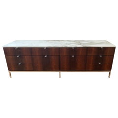 Florence Knoll Rosewood and Calcutta Marble Credenza or Dresser, Italy, 1960s