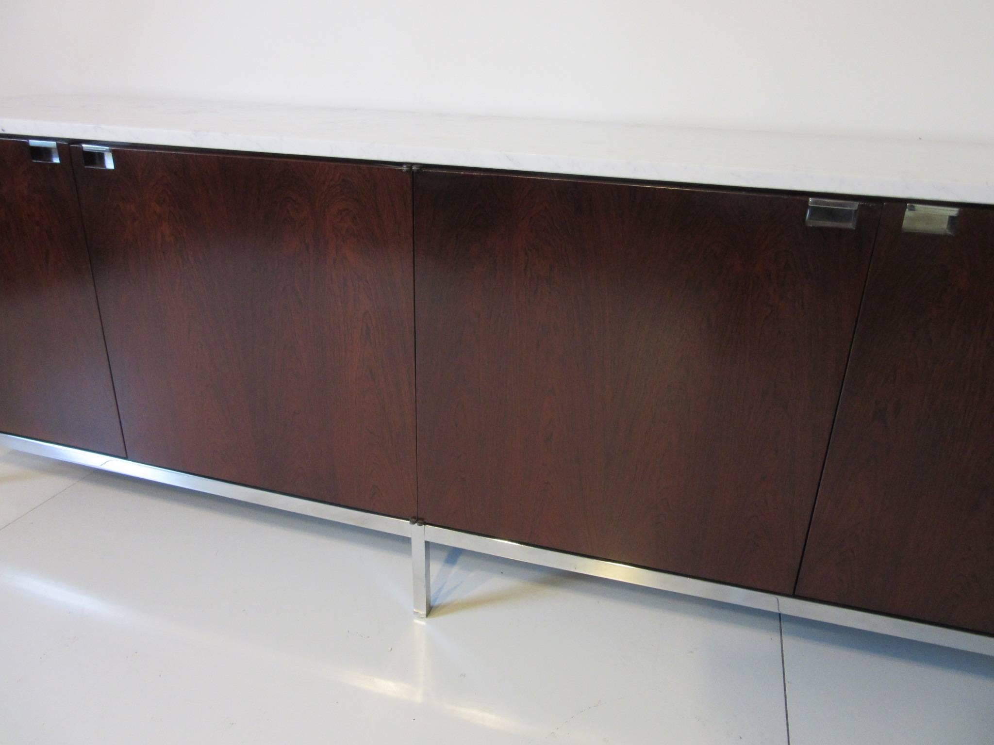 Florence Knoll Rosewood and Carrera Marble Credenza 2