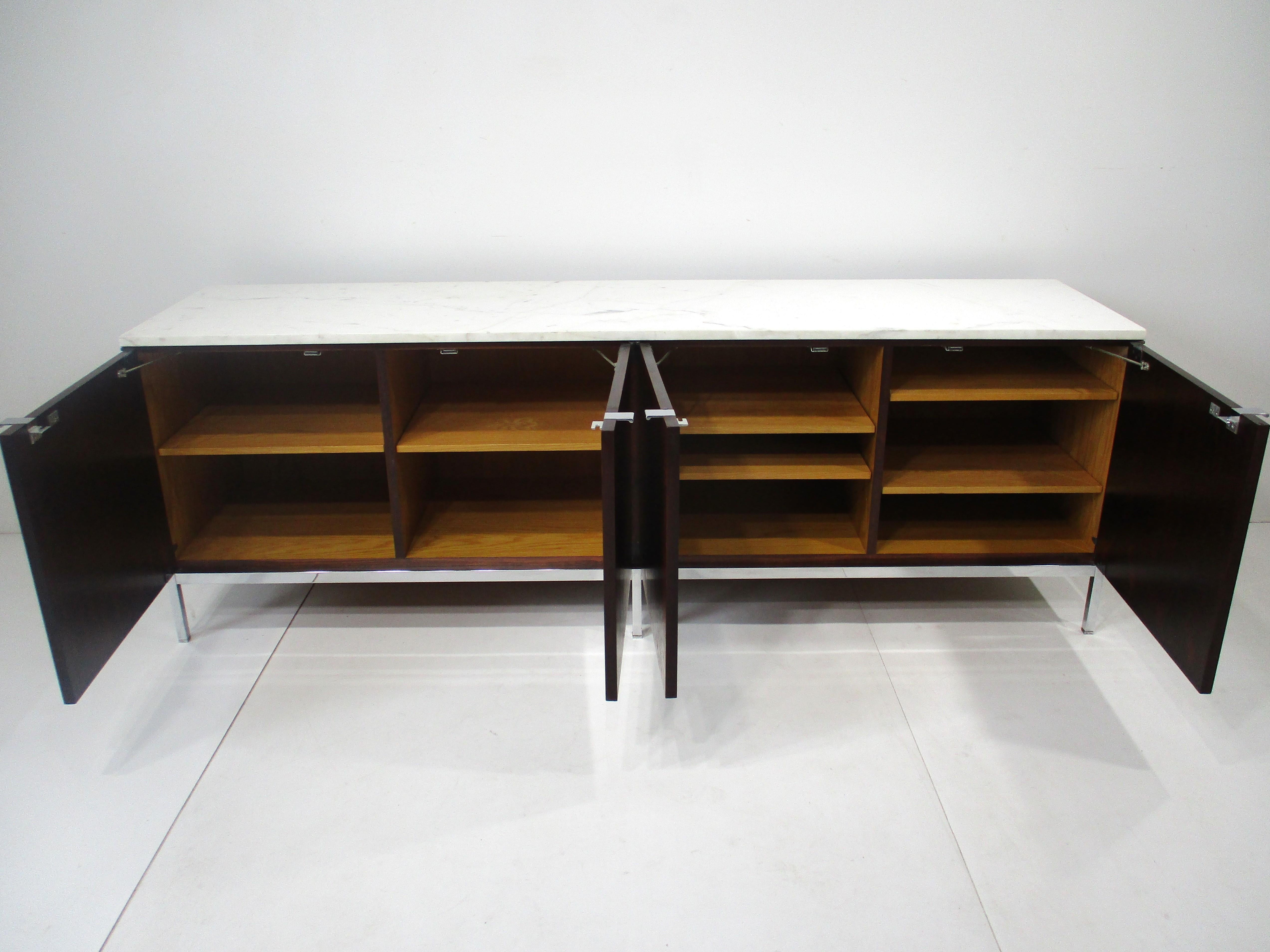 Florence Knoll Rosewood and Marble Credenza for Knoll 1