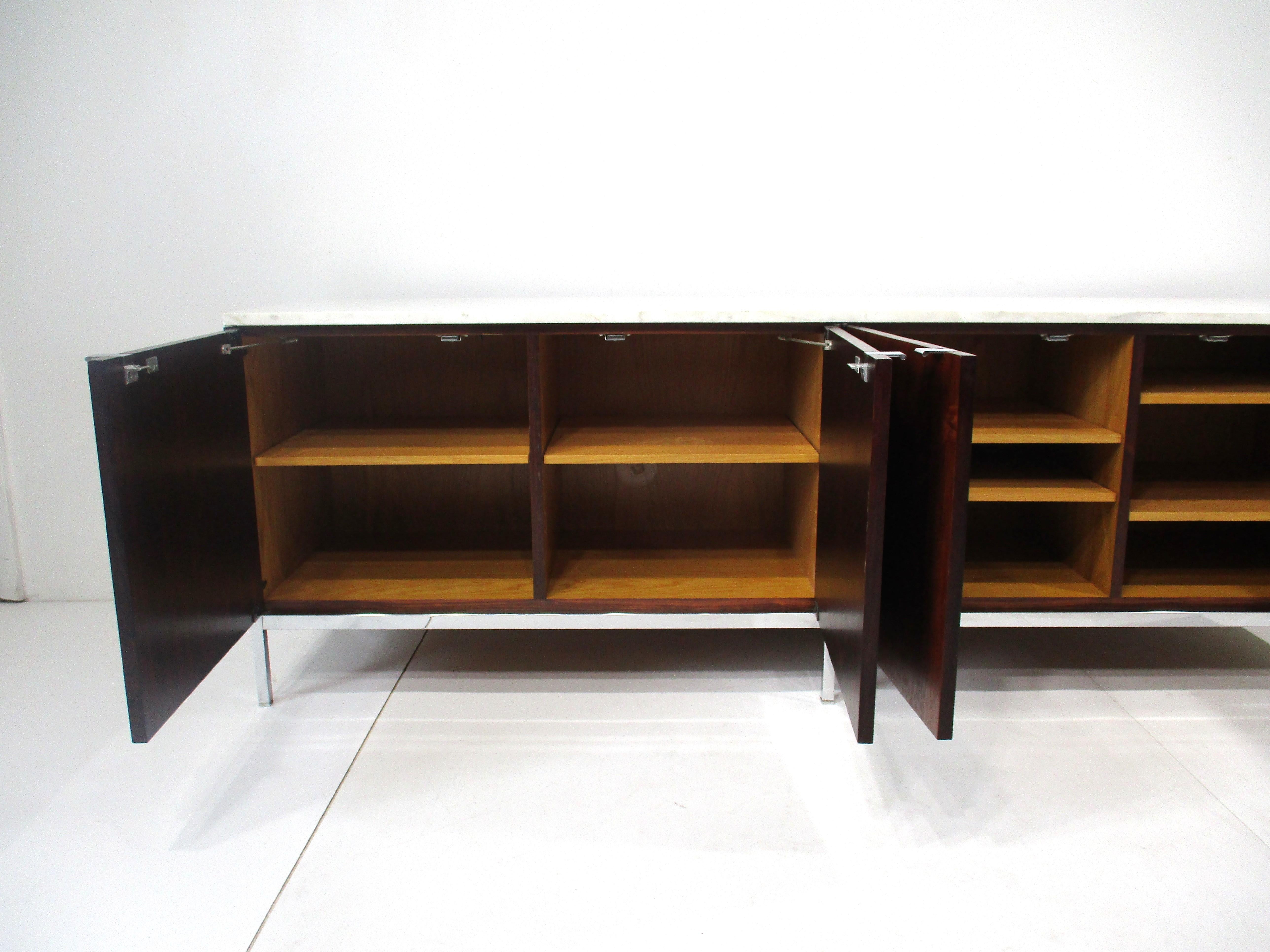 Florence Knoll Rosewood and Marble Credenza for Knoll 2