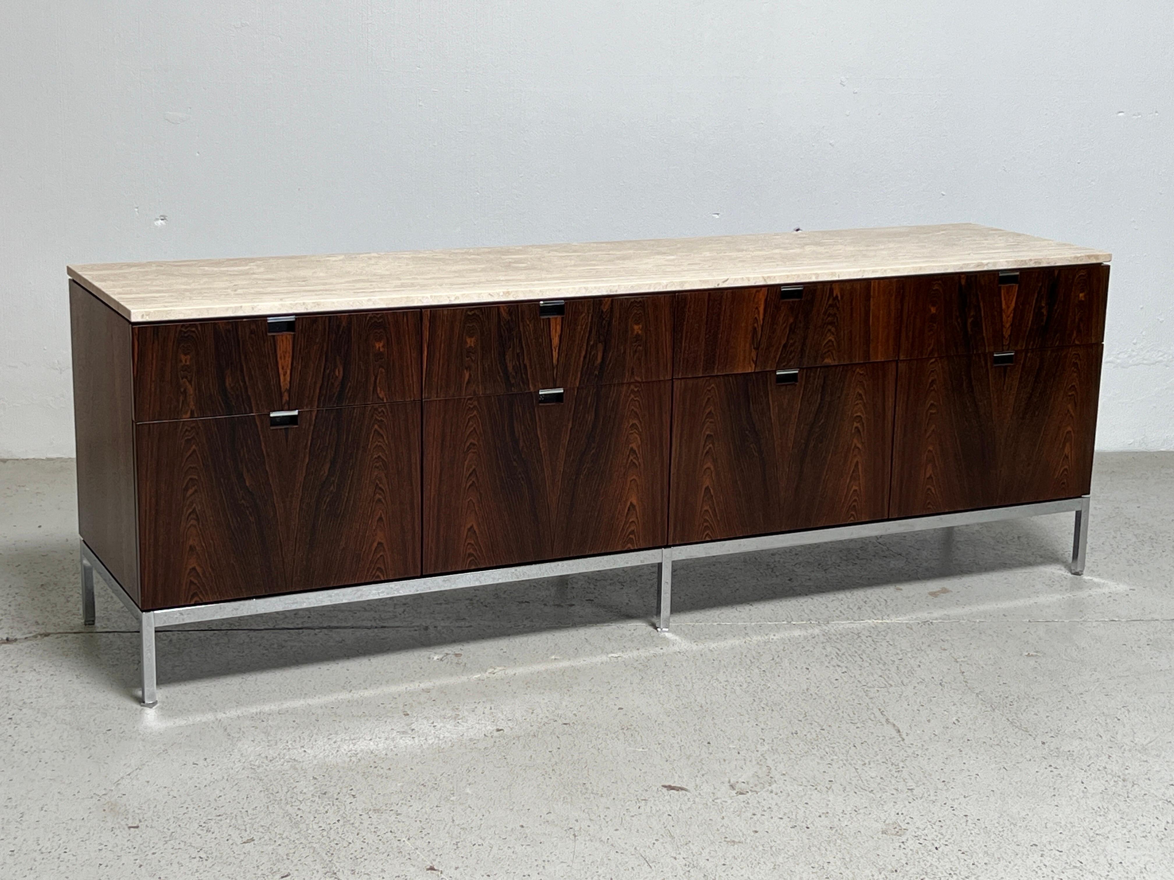 Florence Knoll Rosewood and Travertine Credenza  For Sale 10