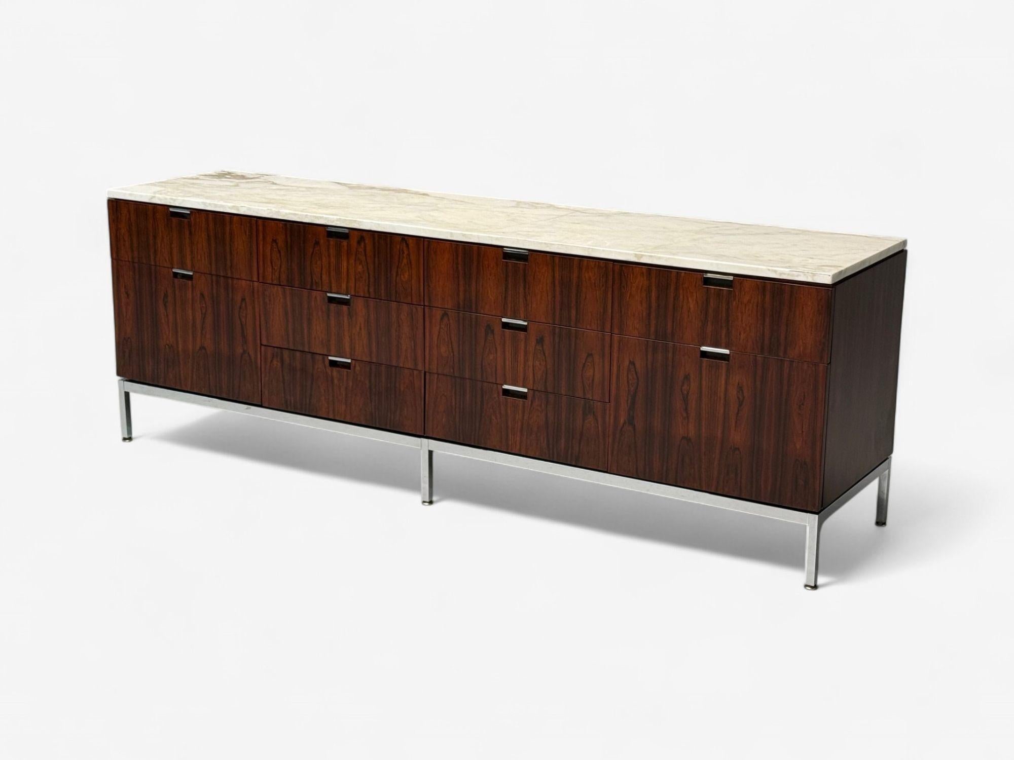 Florence Knoll, Palisandro, Cromo, Mármol, Aparador, EEUU, Años 60 Estadounidense en venta