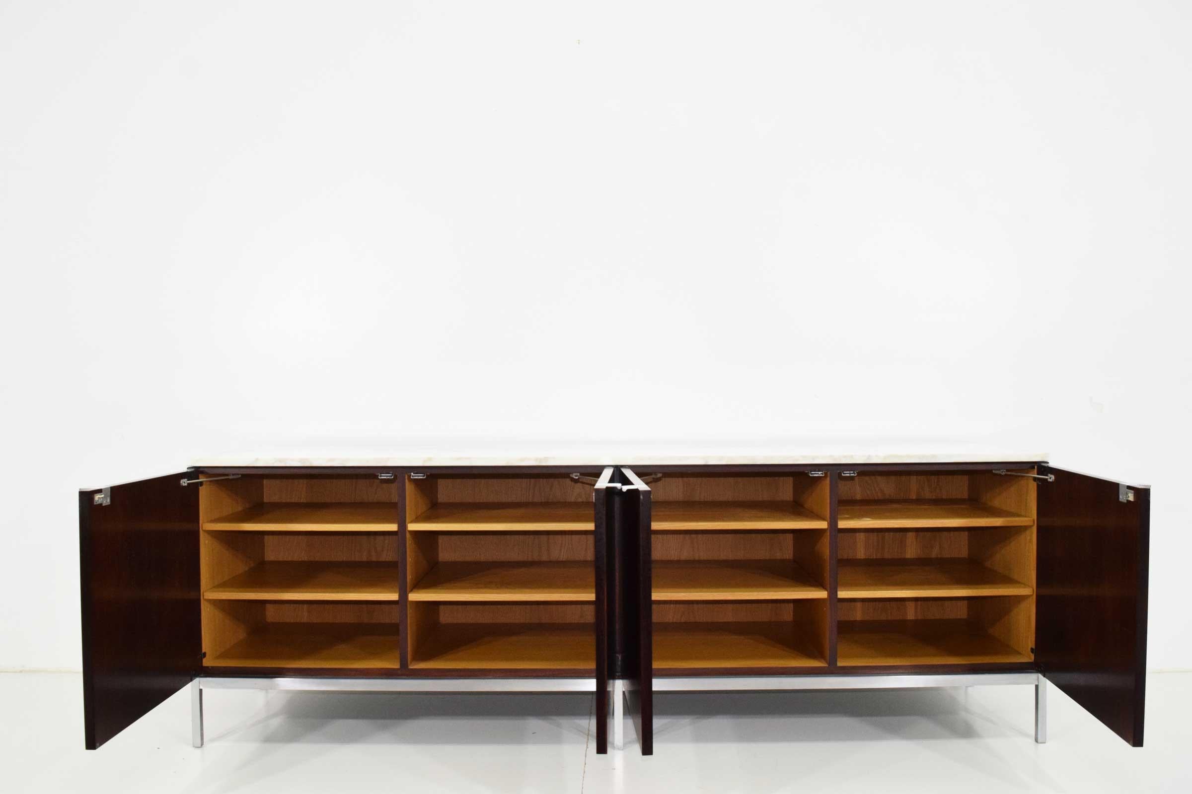 Florence Knoll Rosewood Credenza with Calacatta Marble Top 2