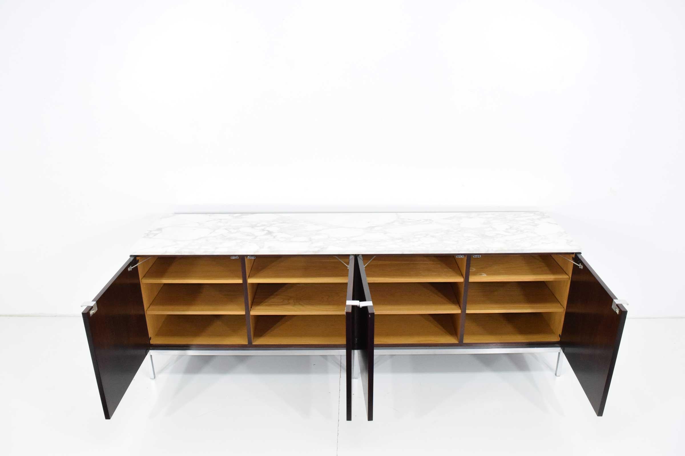 Florence Knoll Rosewood Credenza with Calacatta Marble Top 3