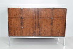 Florence Knoll Rosewood Credenza with Calacatta Marble Top