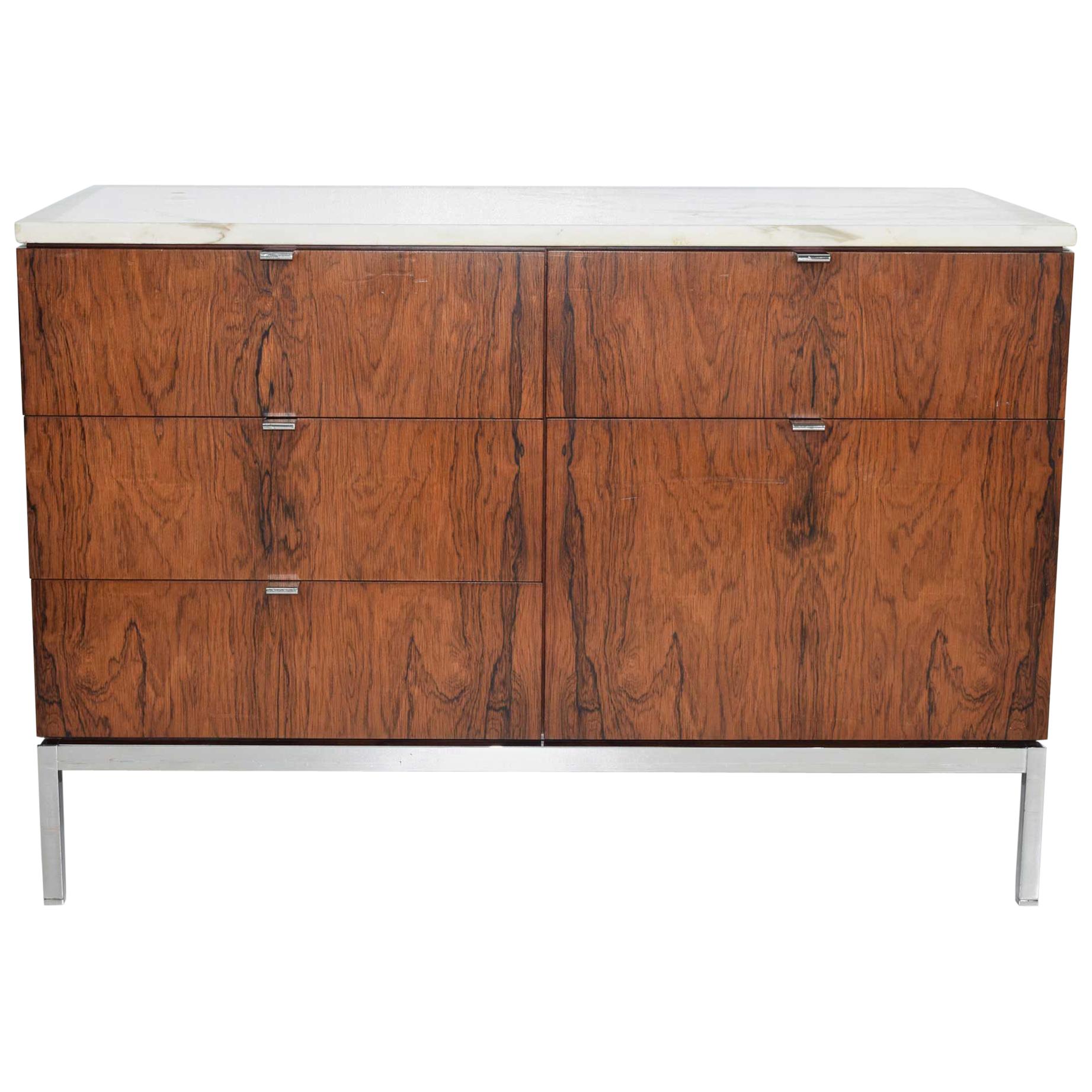 Florence Knoll Rosewood Credenza with Calacatta Marble Top