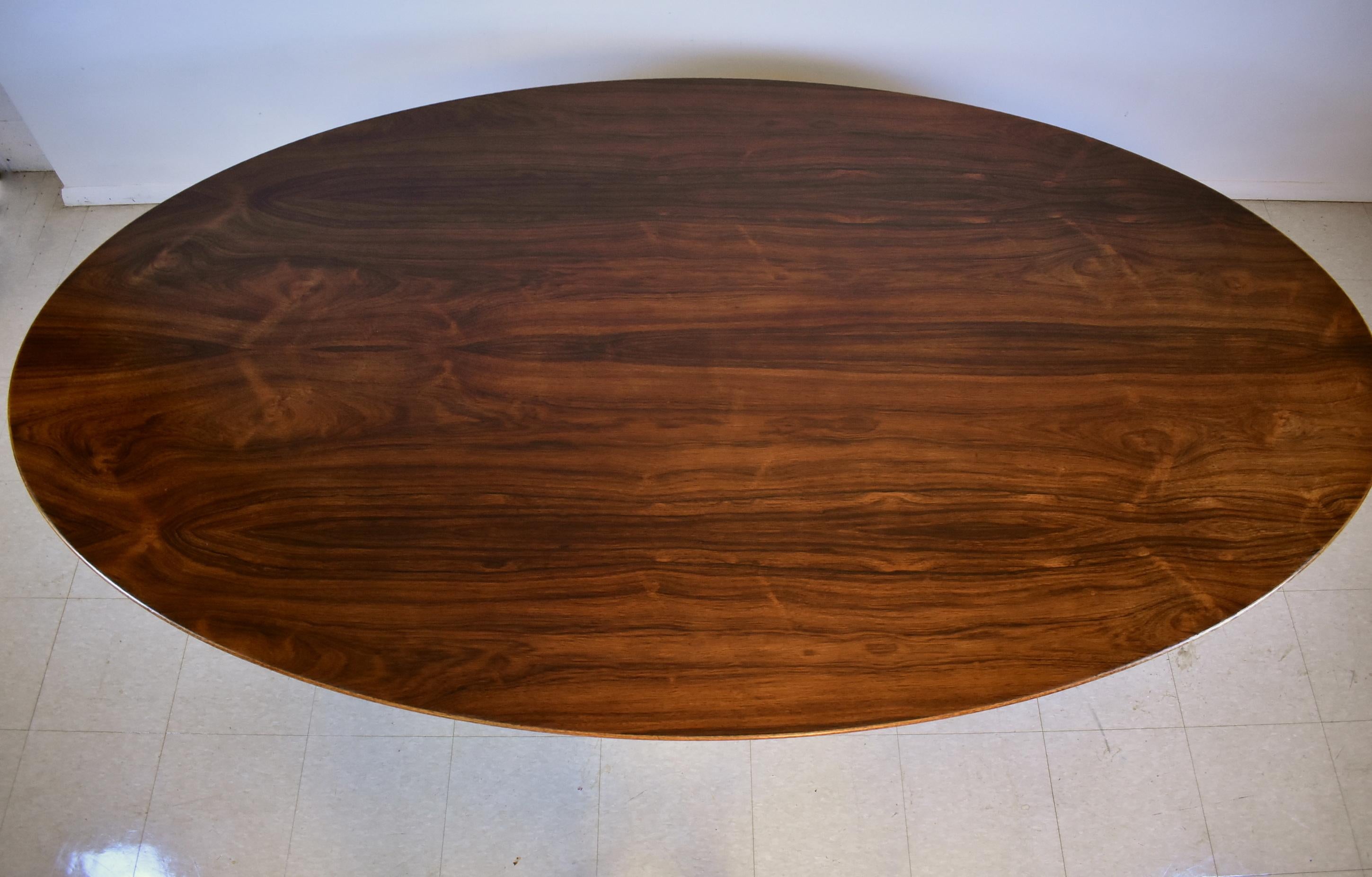 Mid-Century Modern Florence Knoll Table de conférence pour salle à manger en bois de rose, 96
