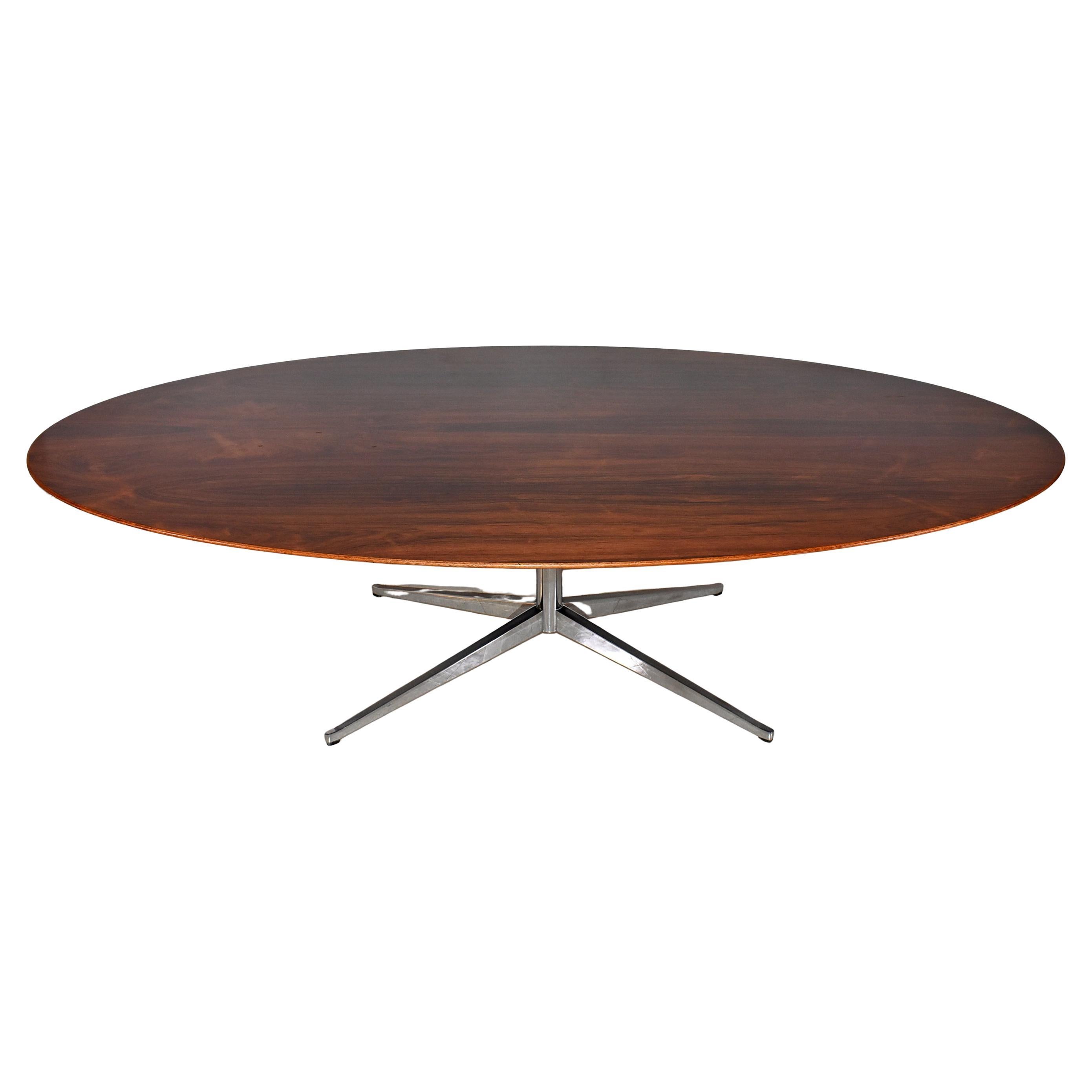 Florence Knoll Table de conférence pour salle à manger en bois de rose, 96", ovale en vente