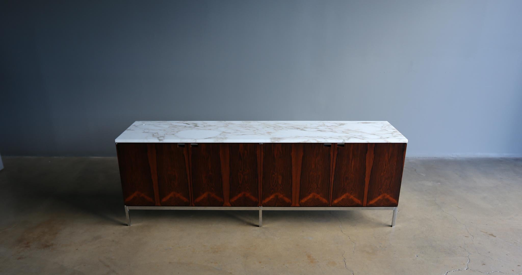 Florence Knoll Rosewood & Marble Credenza circa 1960 1