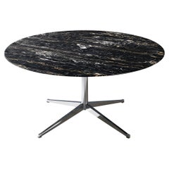 Florence Knoll Round Sizable DiningTable in Portoro Marble 153 cm/60 Inch Top