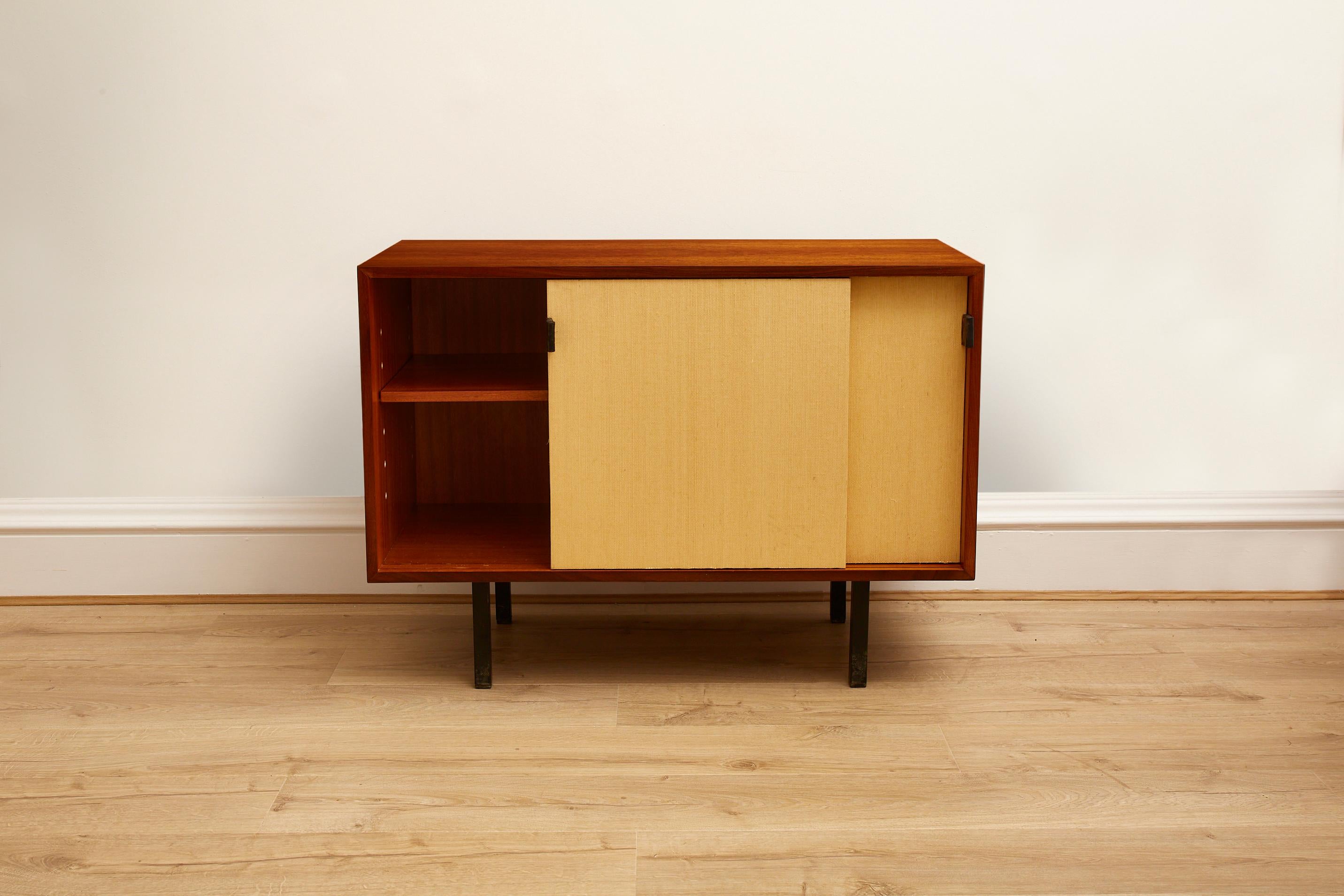 Mid-Century Modern Florence Knoll seagrass two door credenza cabinet for Knoll international 1960's For Sale