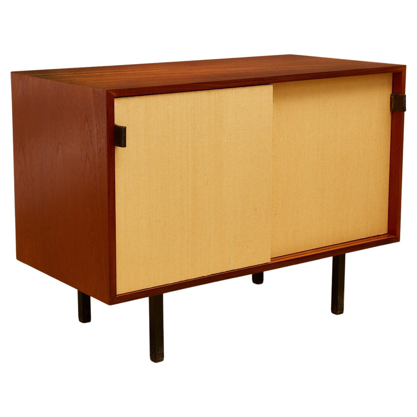 Florence Knoll seagrass two door credenza cabinet for Knoll international 1960's For Sale