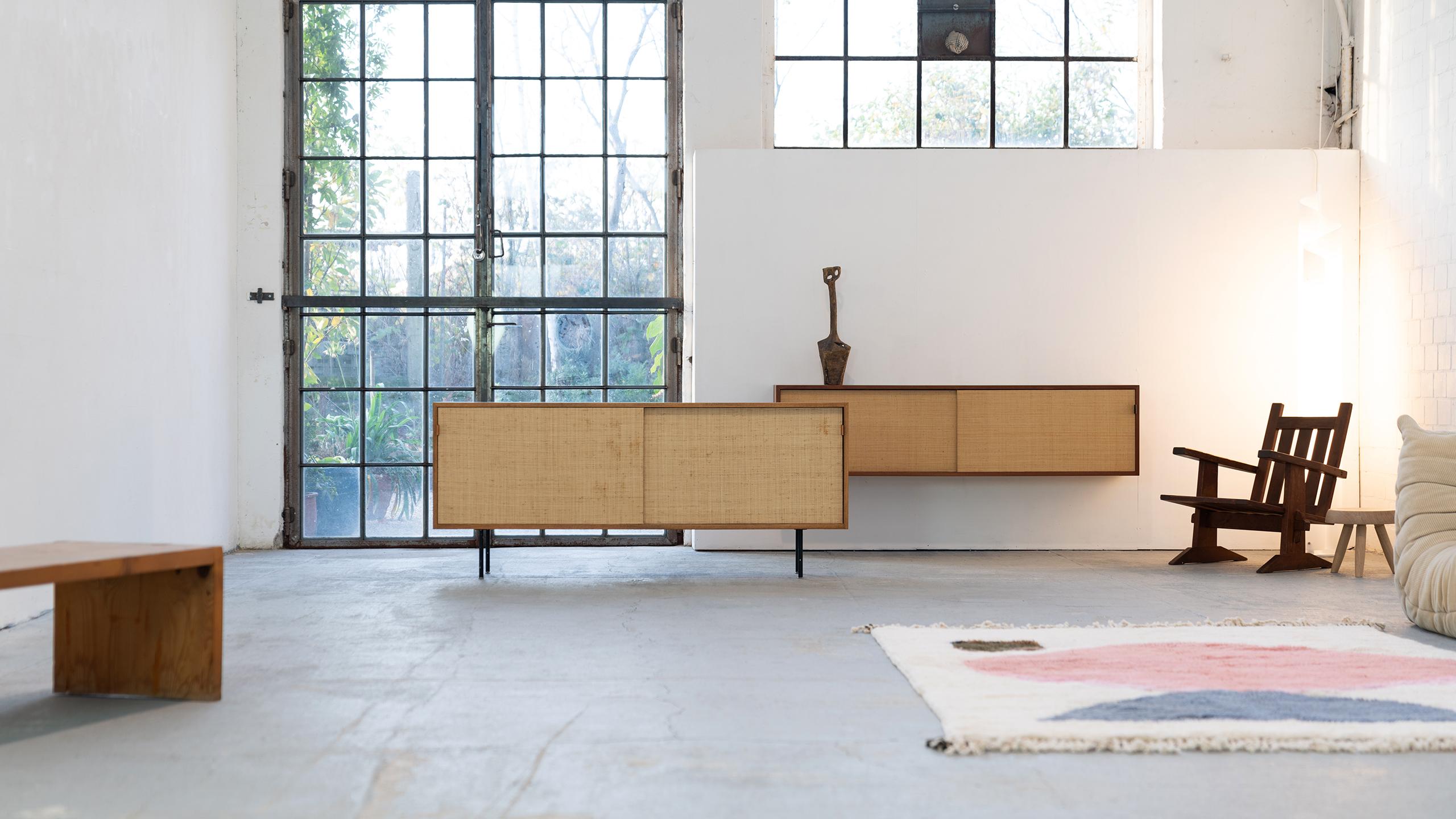 Mid-Century Modern Florence Knoll, Sideboard 1968 Seagrass Doors and Walnut by Knoll International
