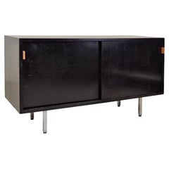 Florence Knoll Sideboard, Black Lacquer, Oak Interior, 1970s Design