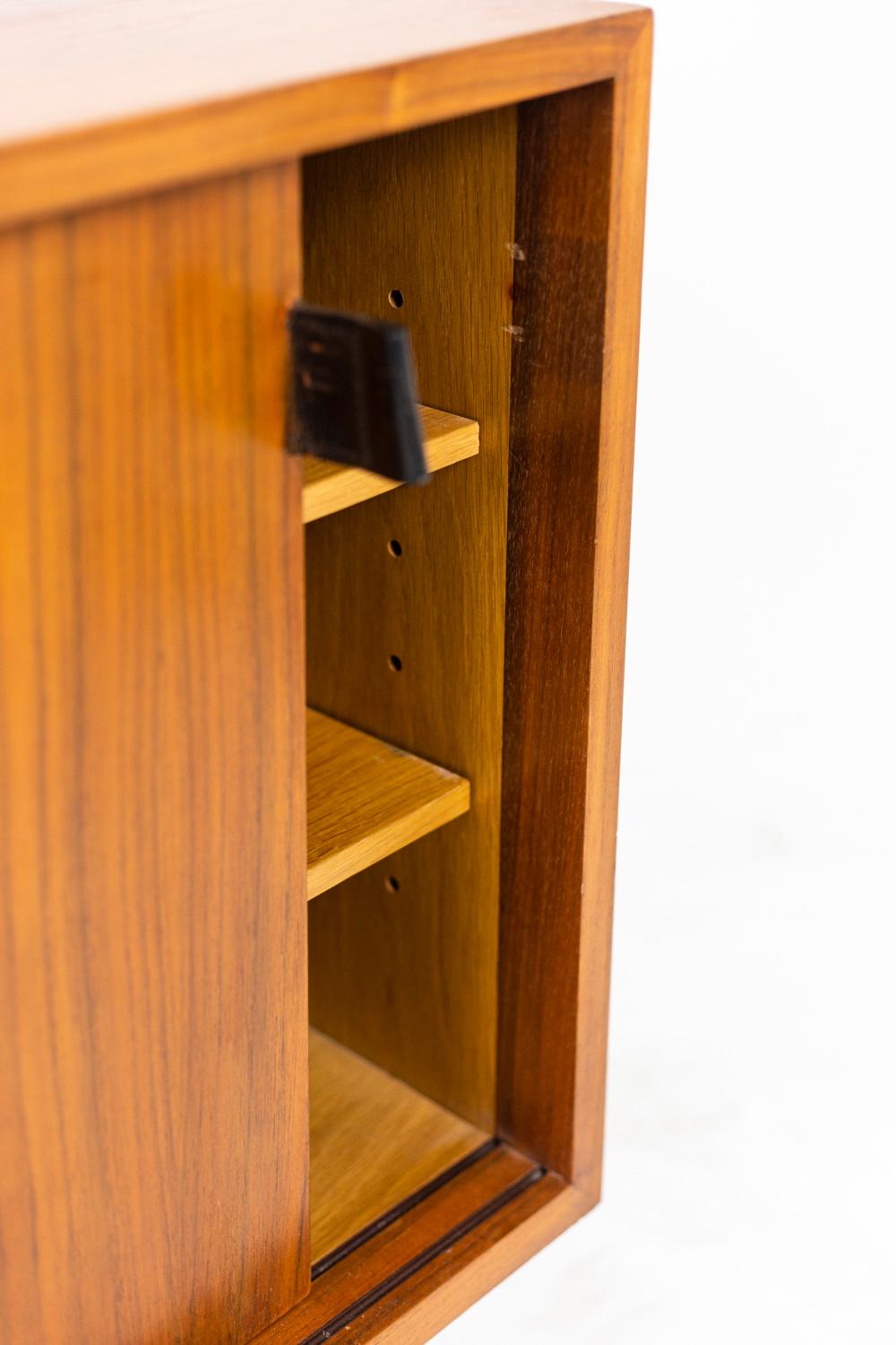 Leather Florence Knoll, Sideboard in Teak and Steel, 1960s