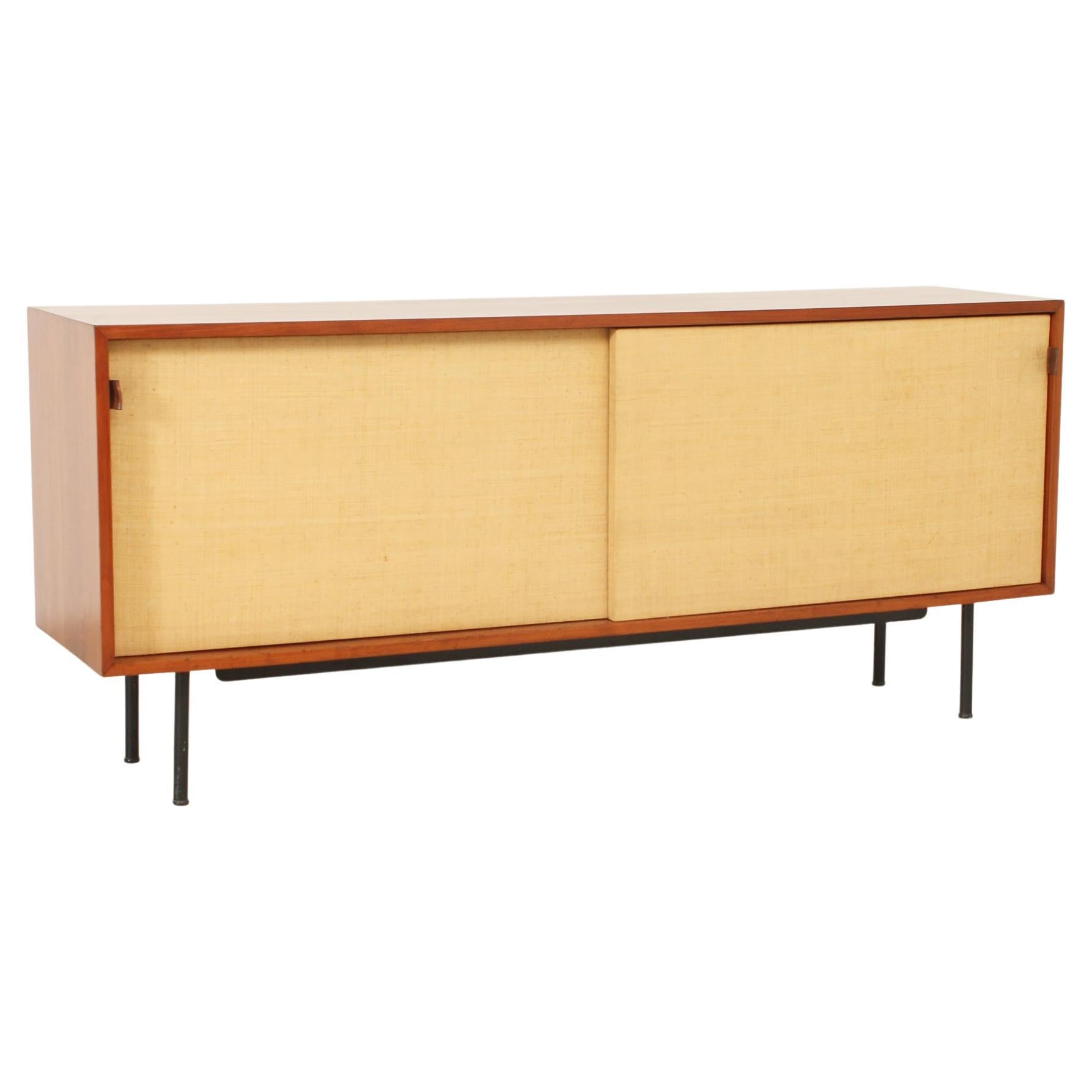 Florence Knoll Sideboard Model 116 with Seagrass Sliding Doors For Sale