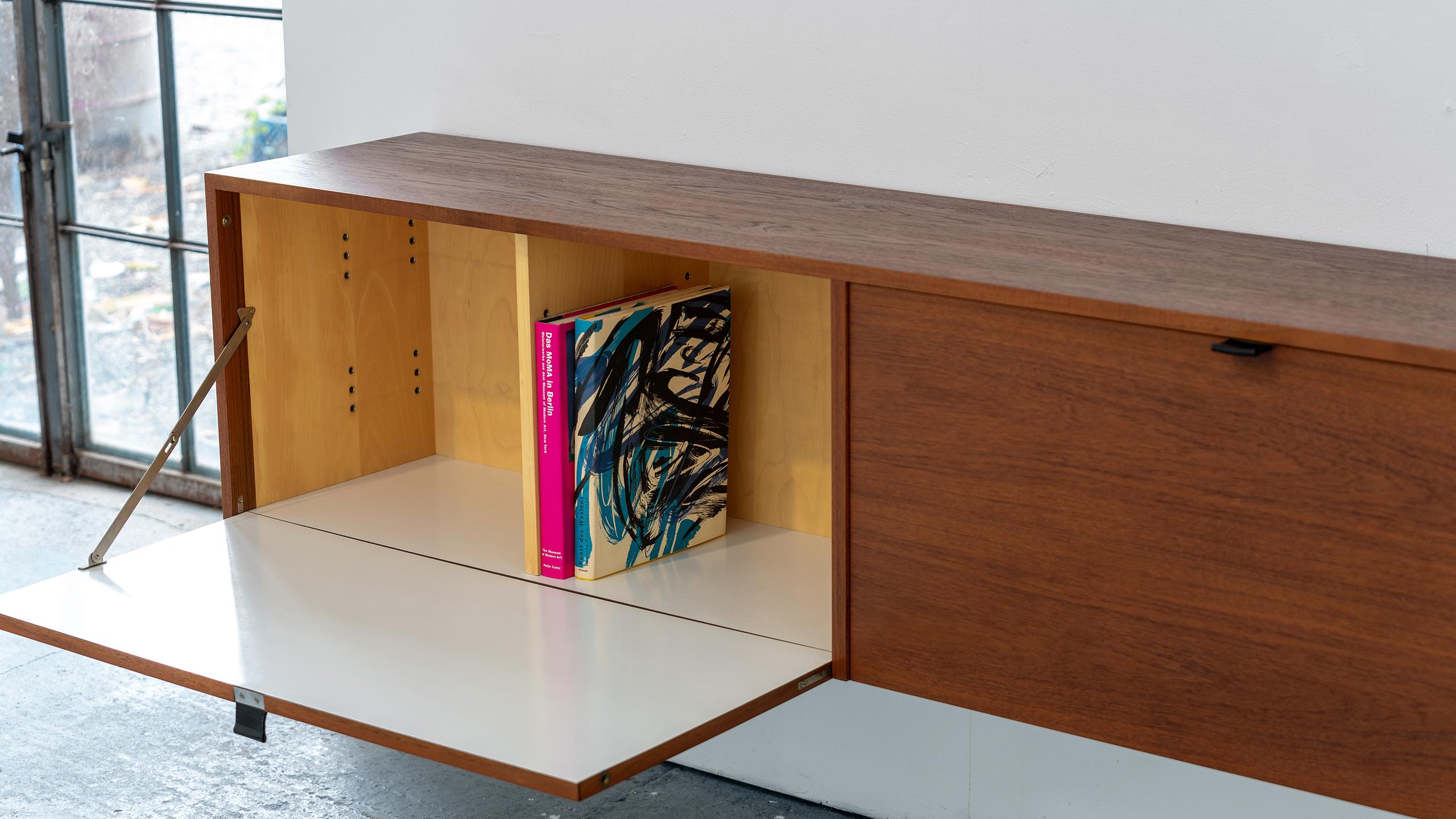 Florence Knoll, Sideboard, Wall Bar Unit in Teak, 1954 for Knoll International For Sale 7