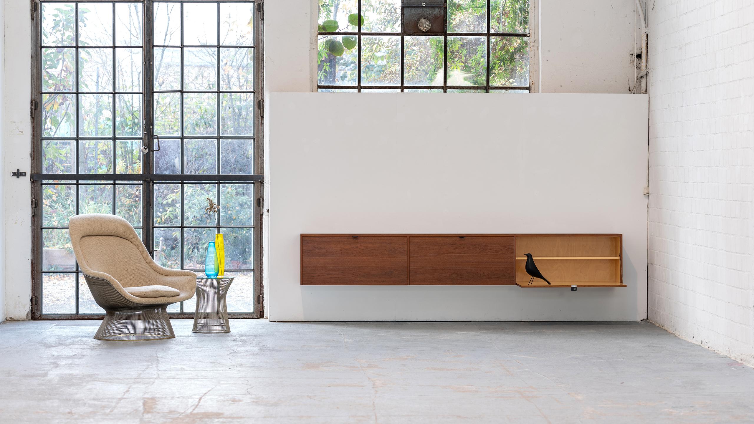 Mid-20th Century Florence Knoll, Sideboard, Wall Bar Unit in Teak, 1954 for Knoll International For Sale