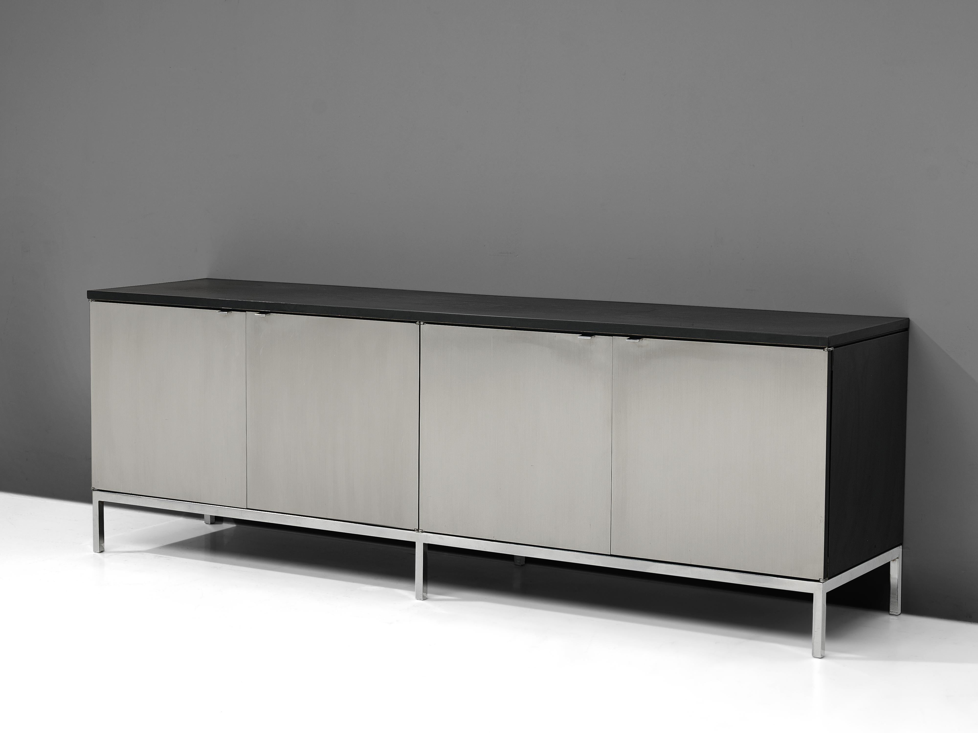 Mid-20th Century Florence Knoll Sideboard with Brushed Steel Doors