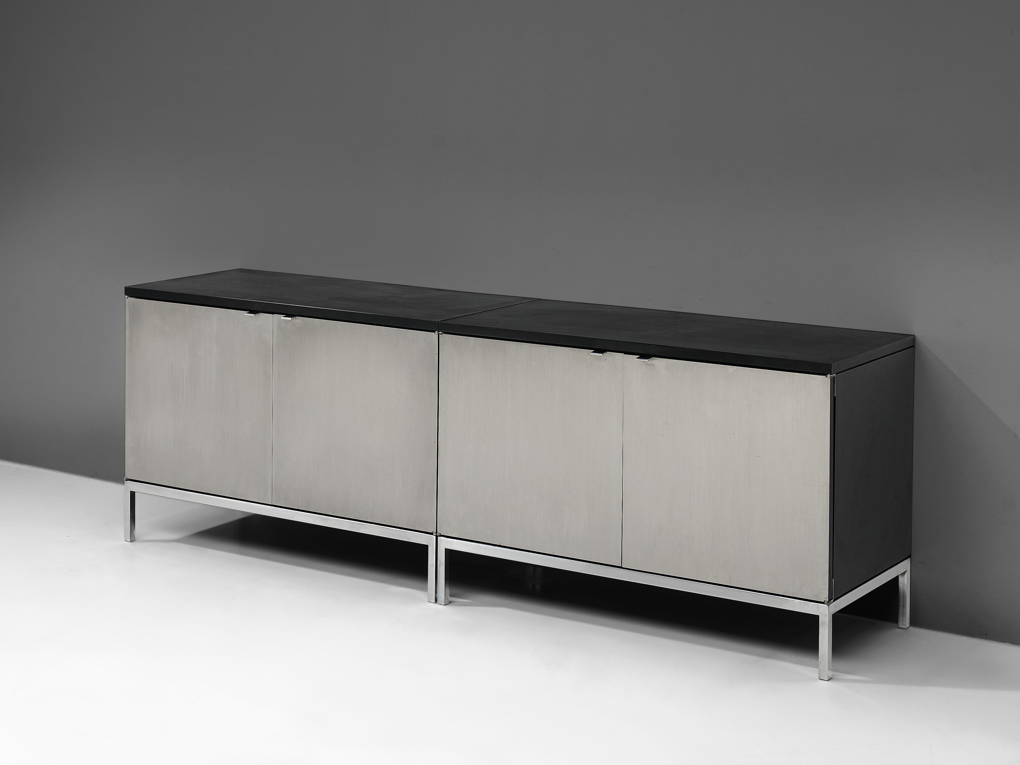 Florence Knoll Sideboards with Brushed Steel Doors 3