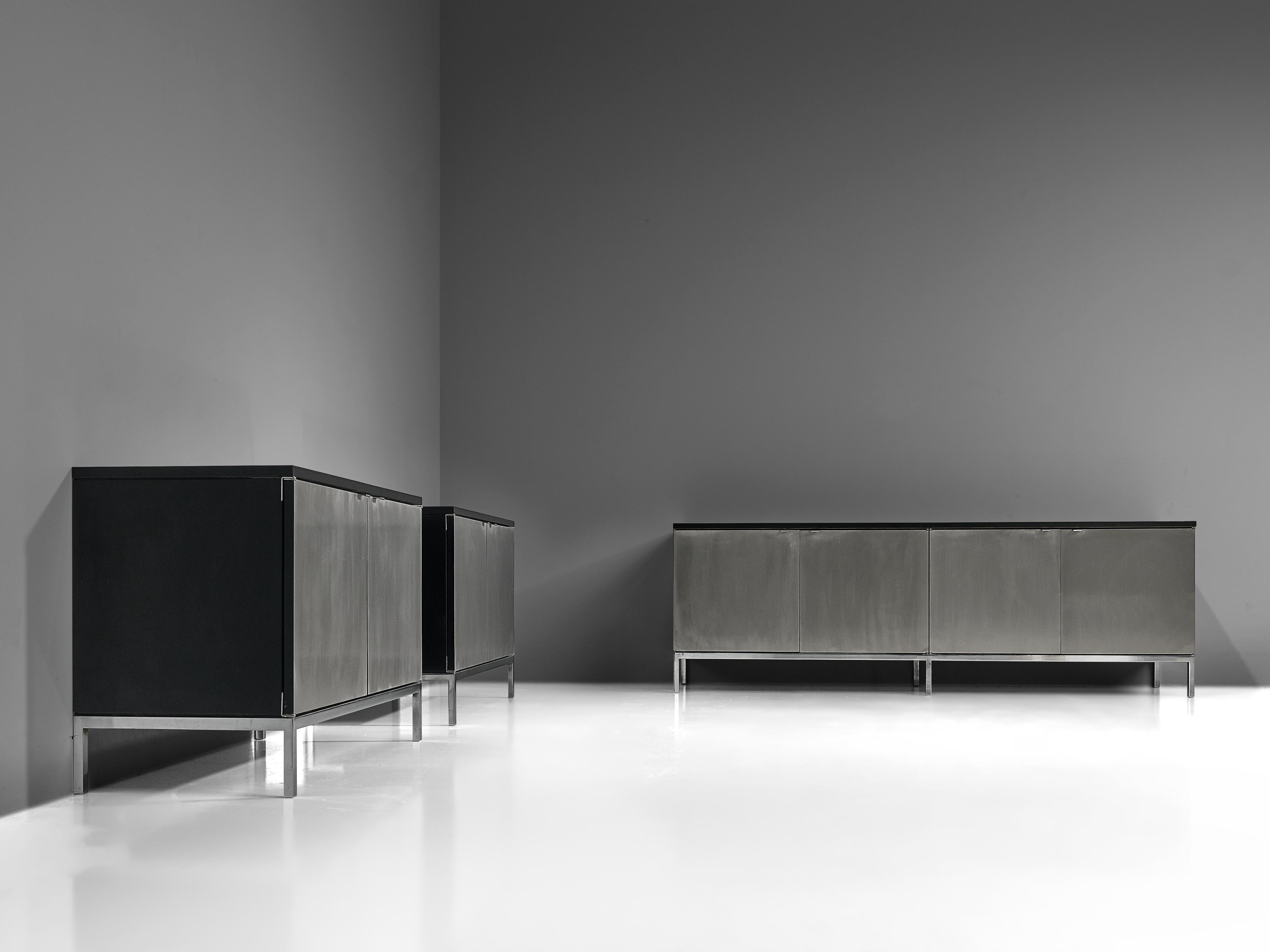 Florence Knoll Sideboards with Brushed Steel Doors 4