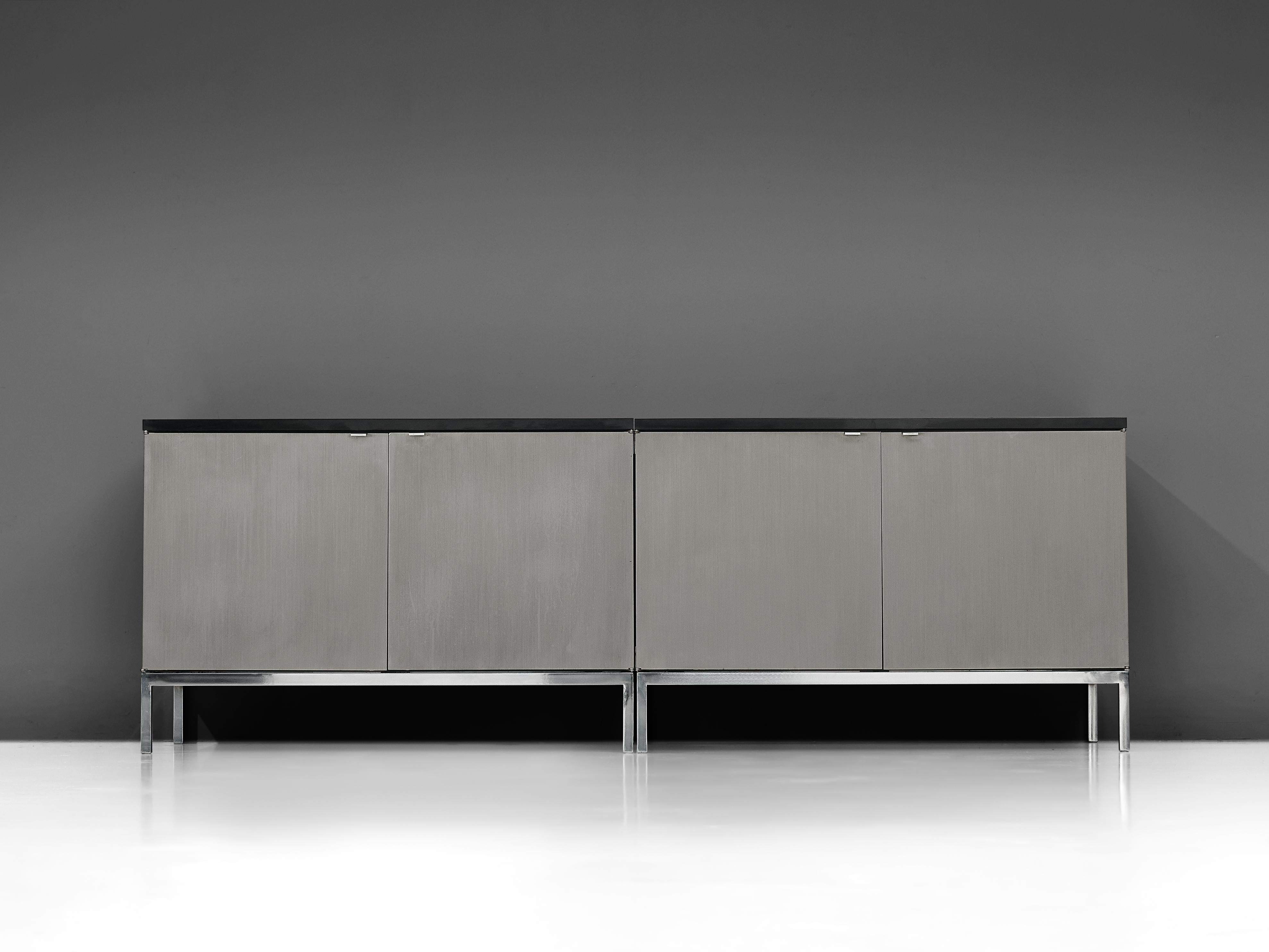 Florence Knoll Sideboards with Brushed Steel Doors 1