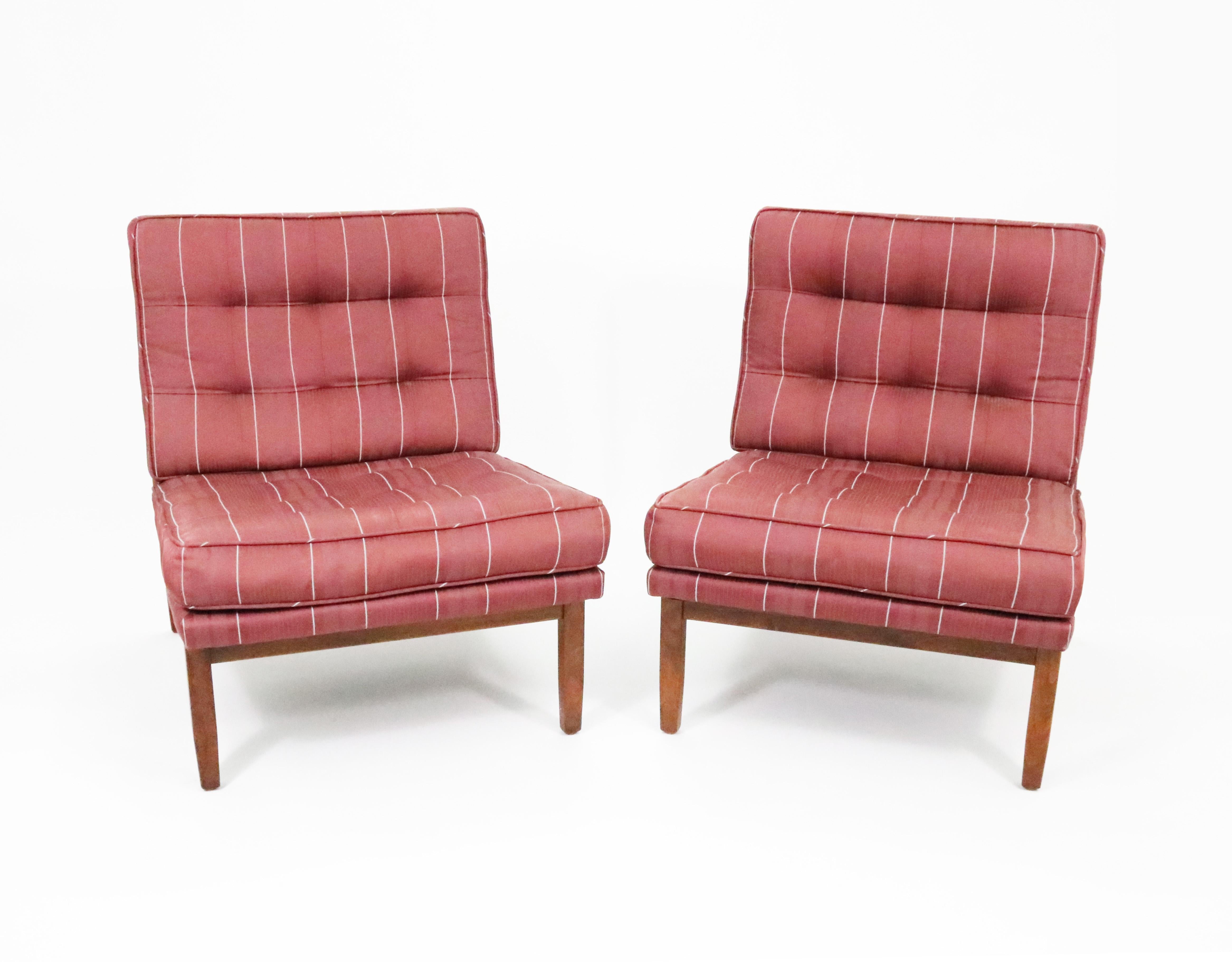 Mid-Century Modern Florence Knoll Slipper Chairs in Walnut, Model 51w, 1950s