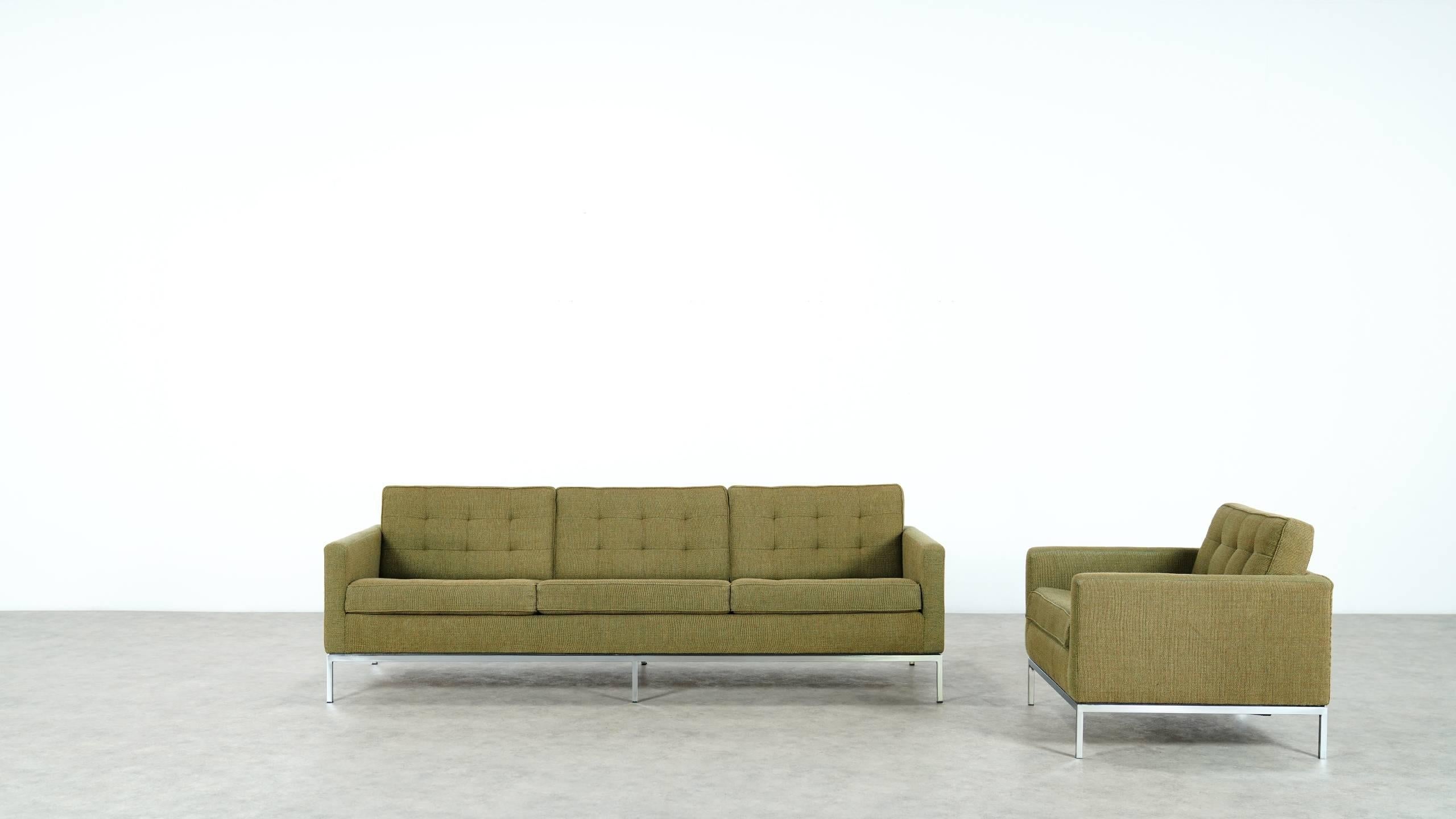 Mid-Century Modern Florence Knoll, Sofa and Lounge Chair, 1954 for Knoll International, in Kvadrat