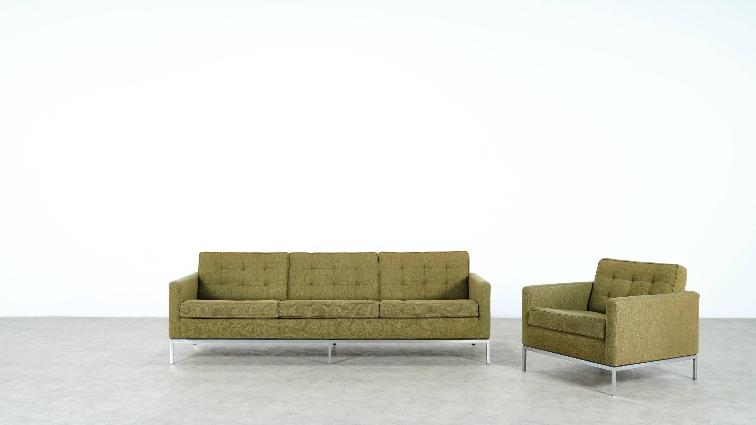 Florence Knoll, Sofa and Lounge Chair, 1954 for Knoll International, in Kvadrat In Good Condition In Munster, NRW